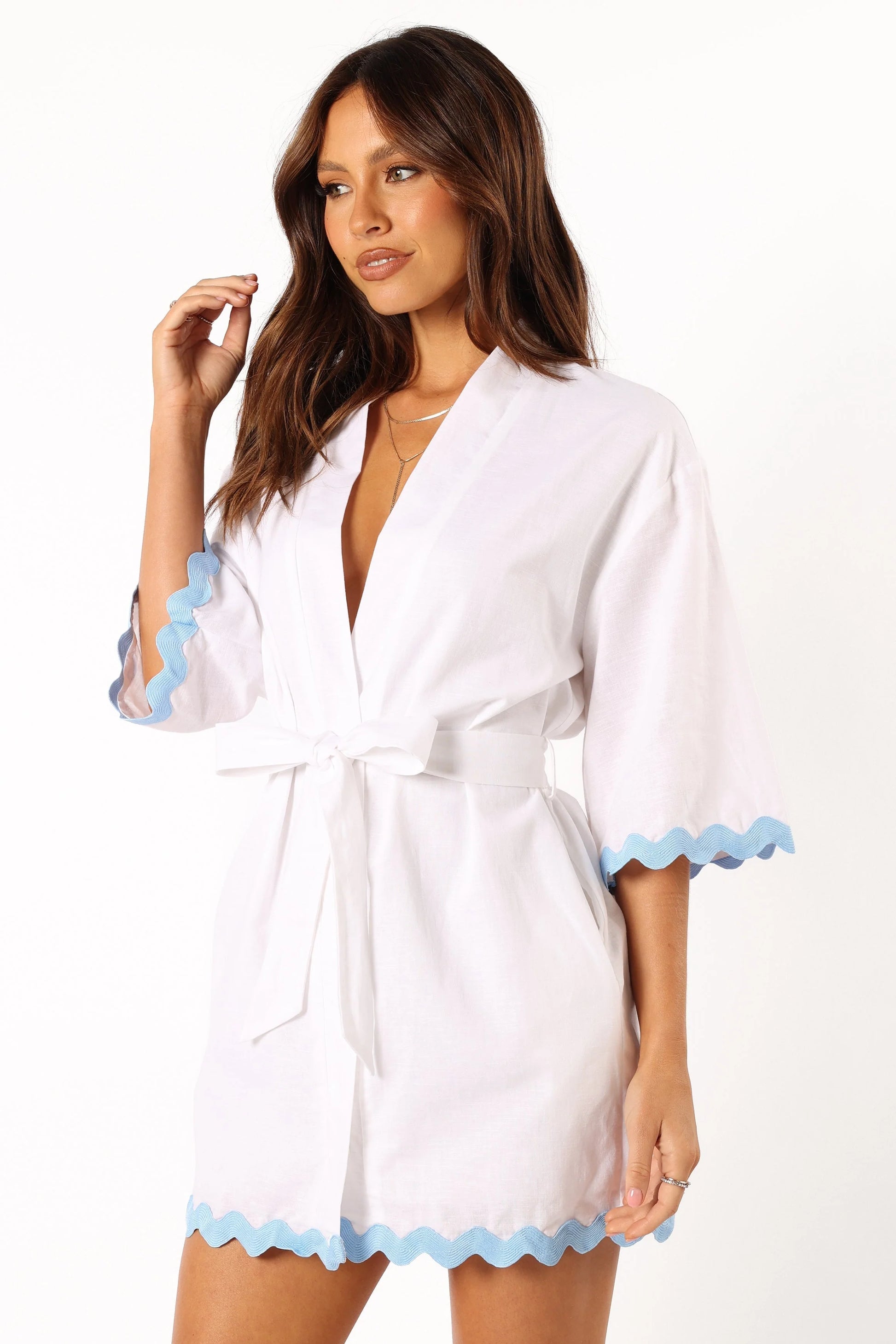 Harry Mini Dress - White Blue
