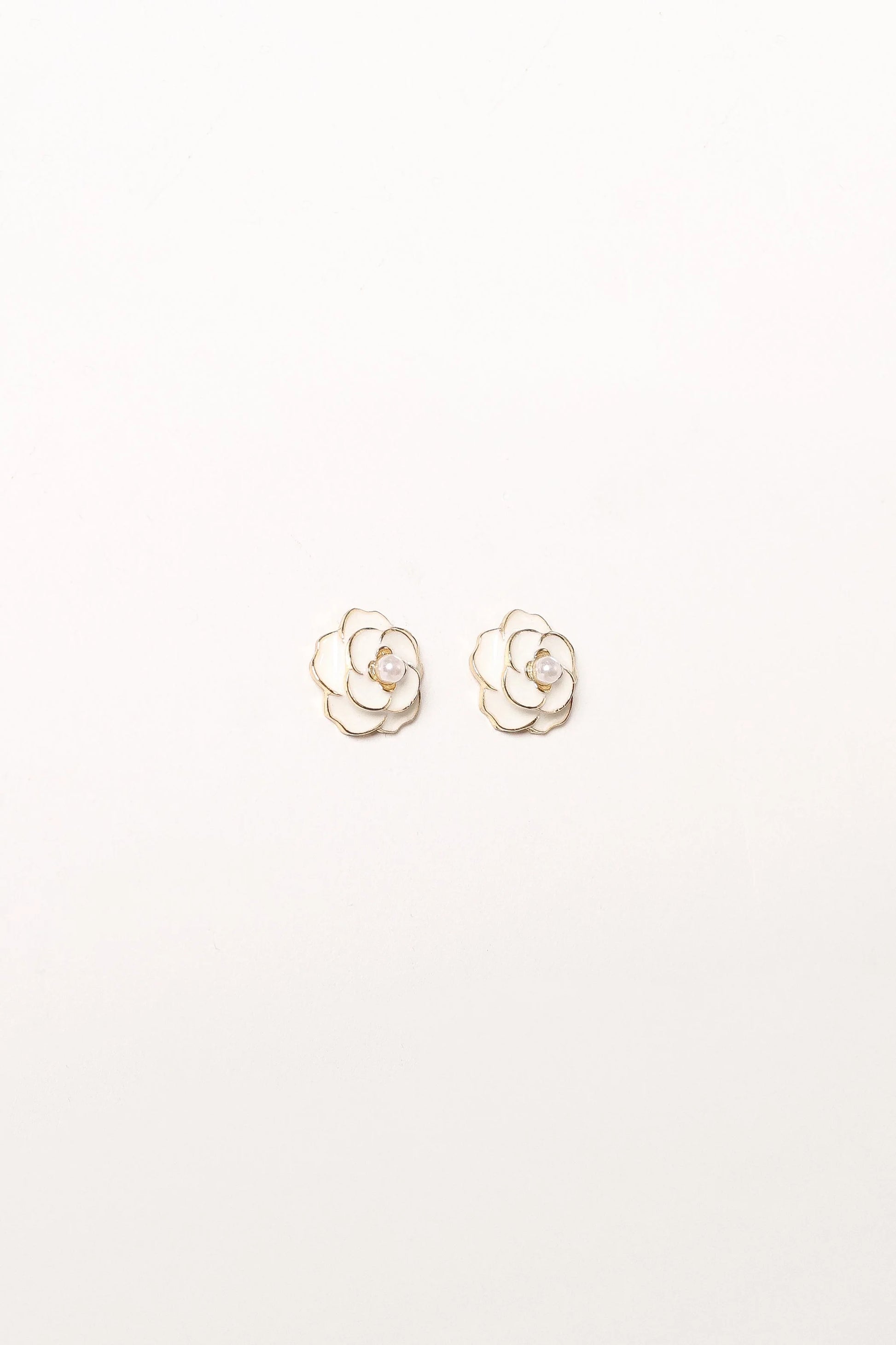 Reina Flower Earrings - Gold White