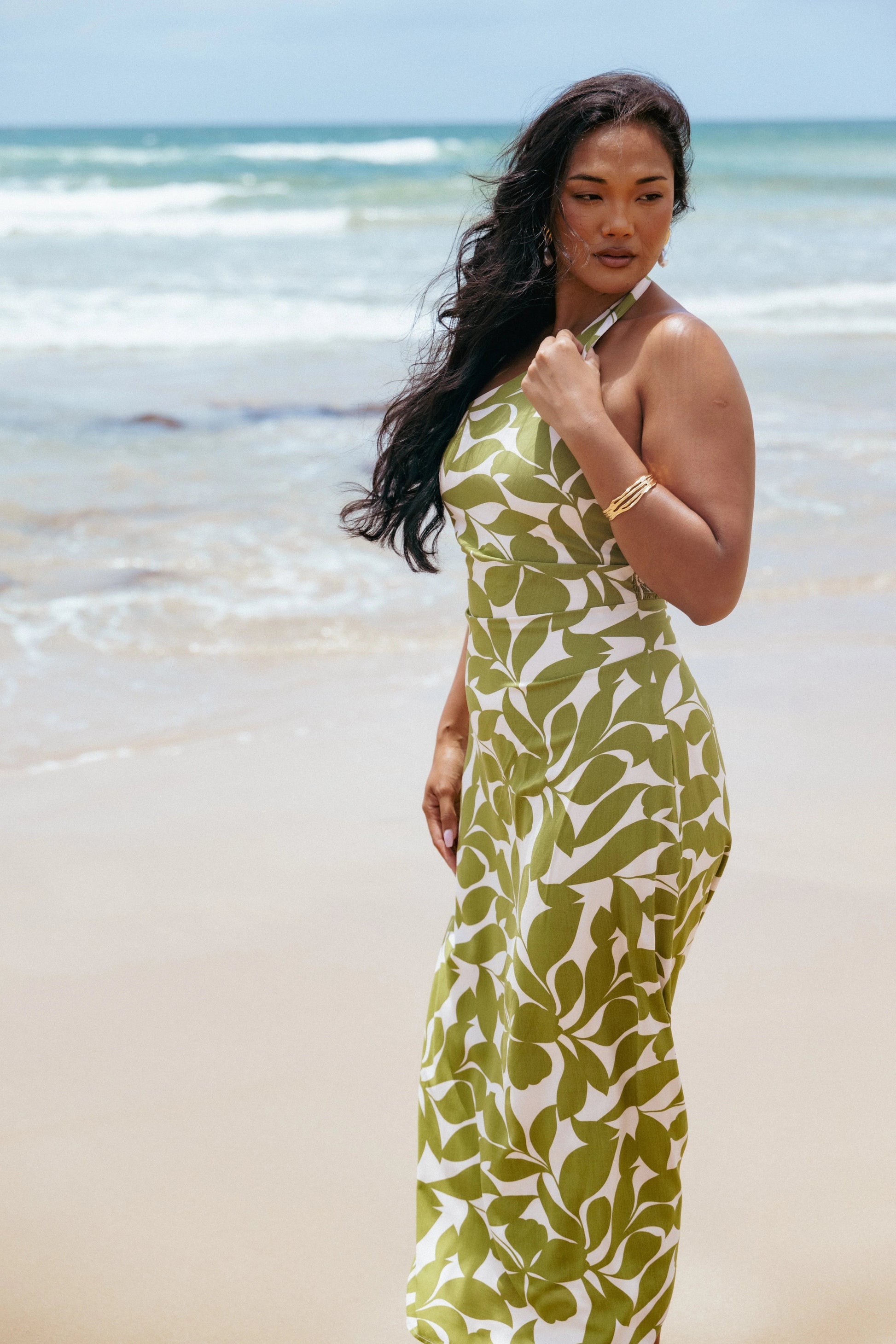 Alexis Asymmetrical Halter Maxi Dress