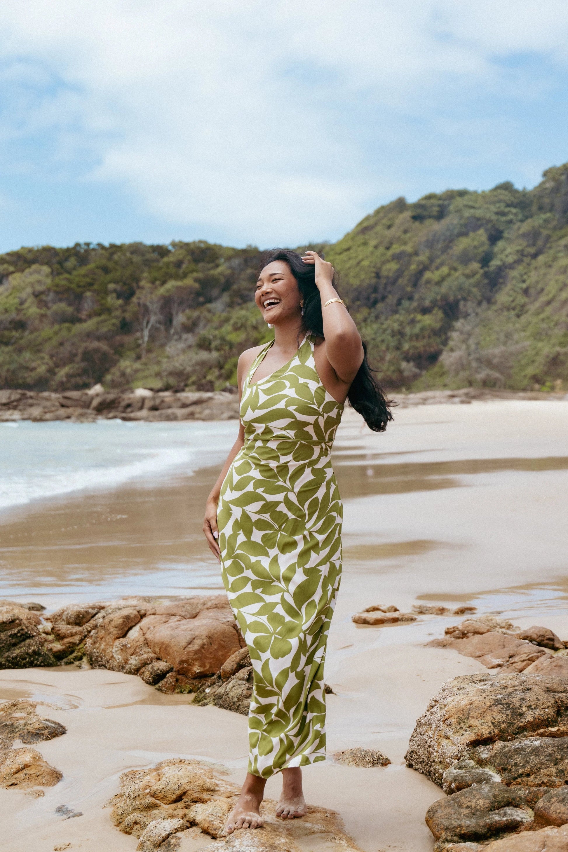 Alexis Asymmetrical Halter Maxi Dress
