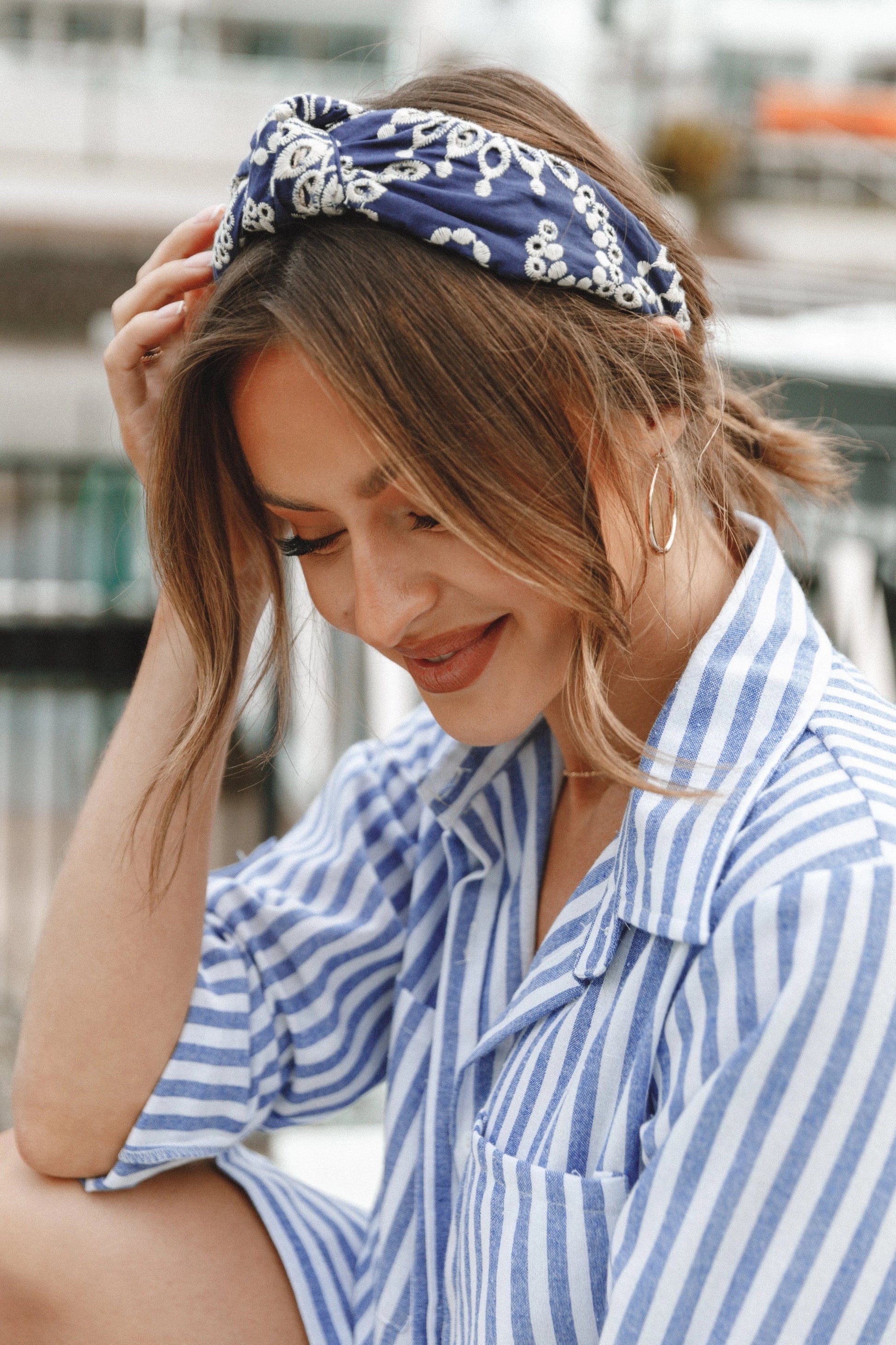 Anglaise Knot Embroidered Headband