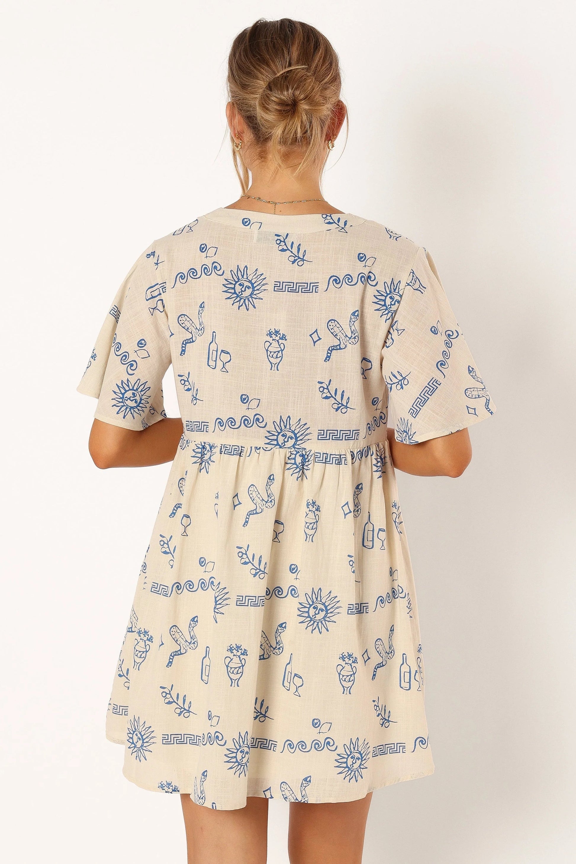 Collared Cotton Mini Shirt Dress