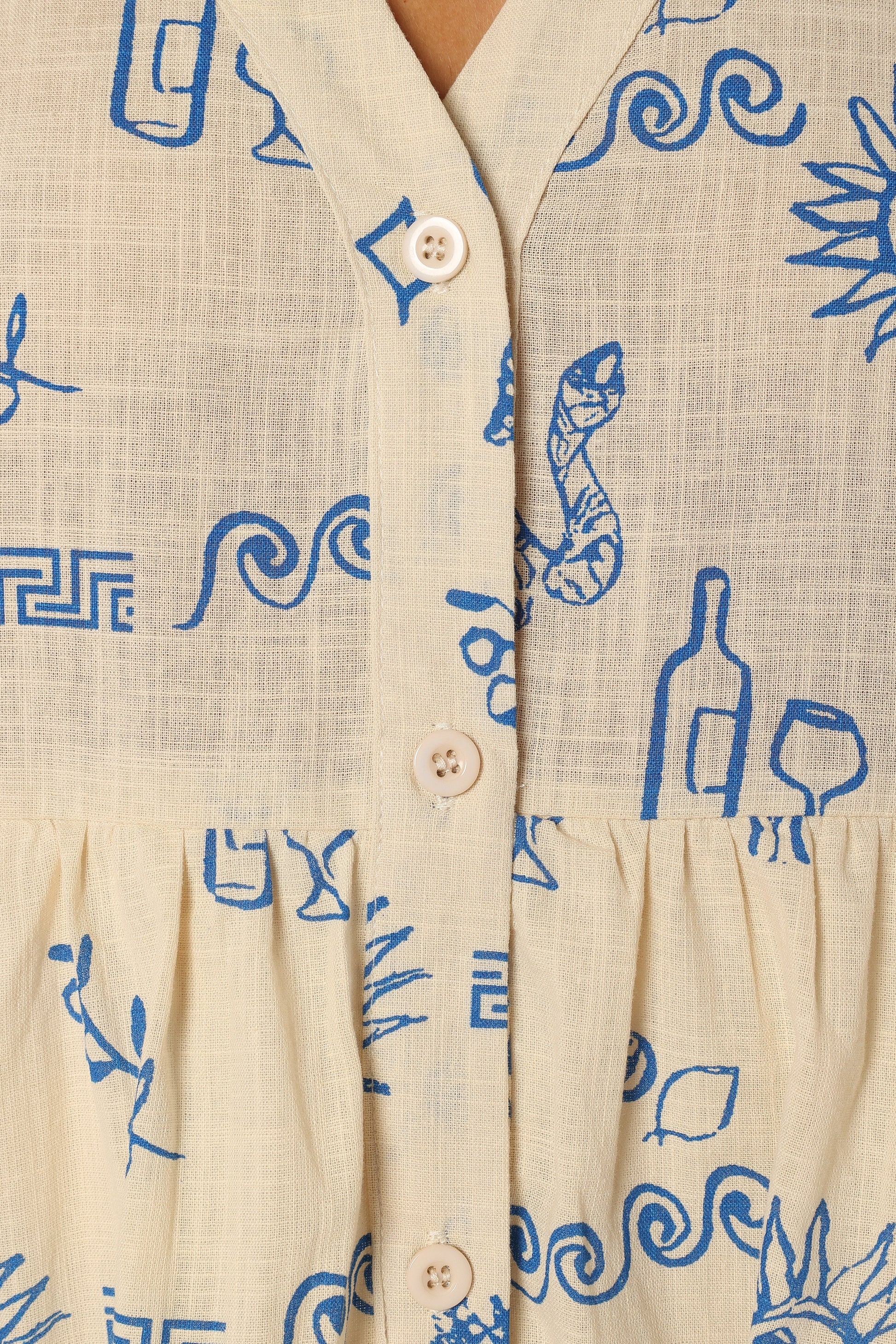 Collared Cotton Mini Shirt Dress