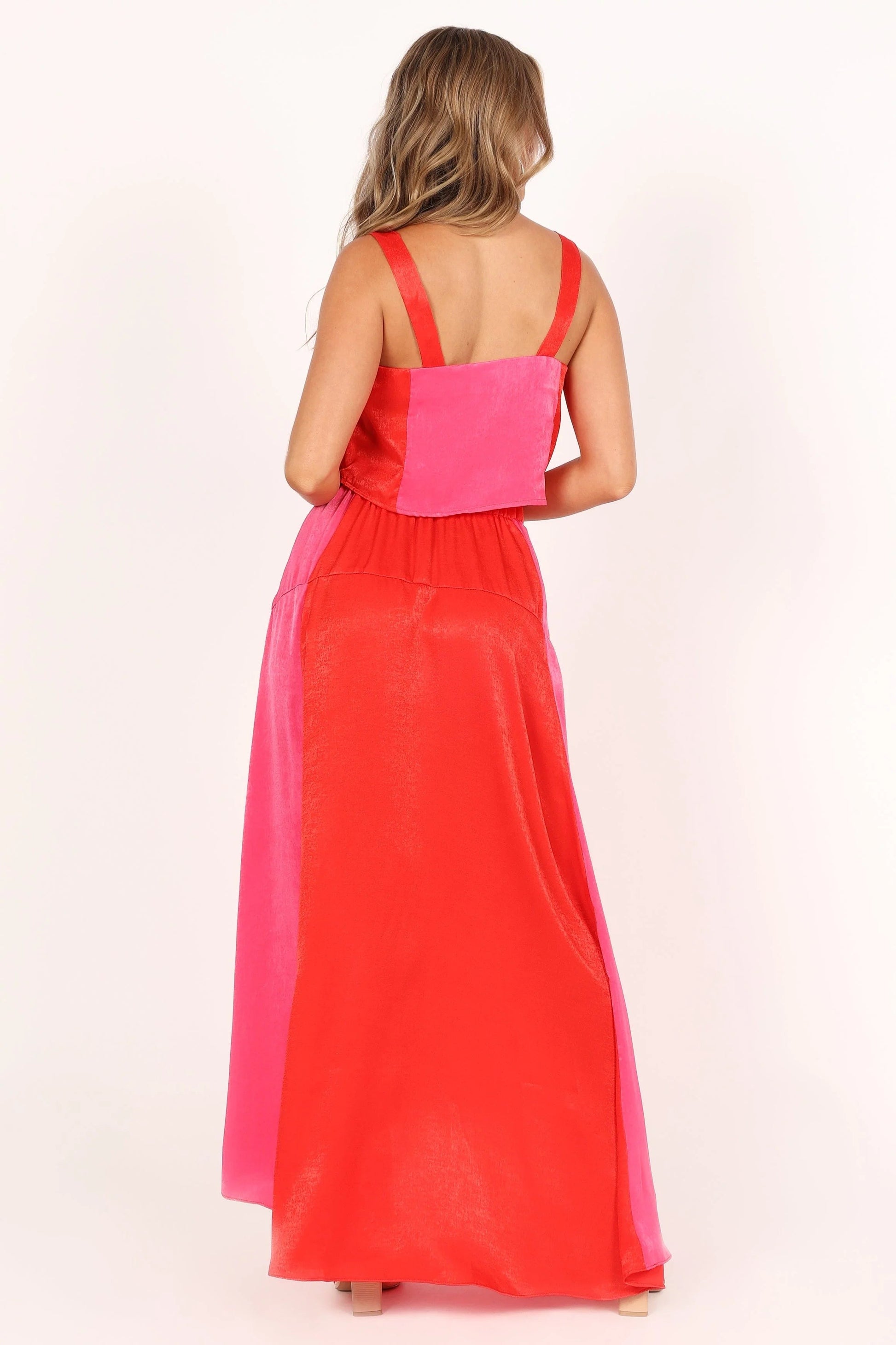 Colorblock Crop & High-Low Skirt Set