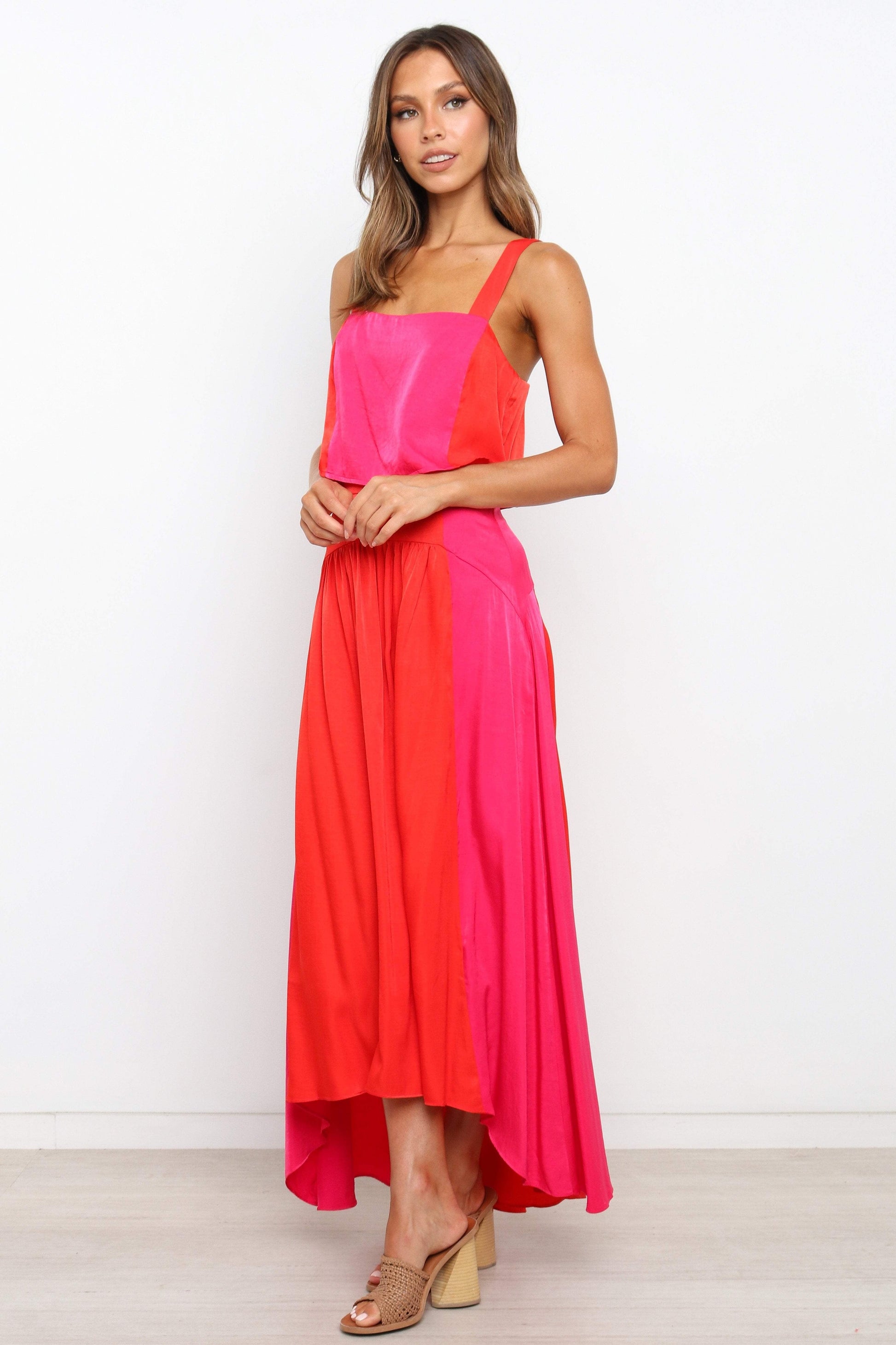 Colorblock Crop & High-Low Skirt Set