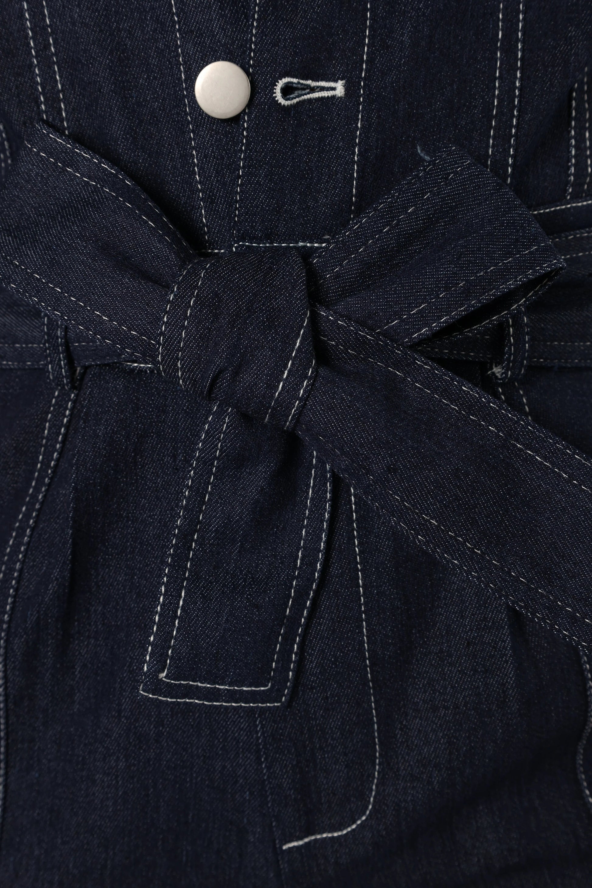 Denim Utility Button-Front Jumpsuit