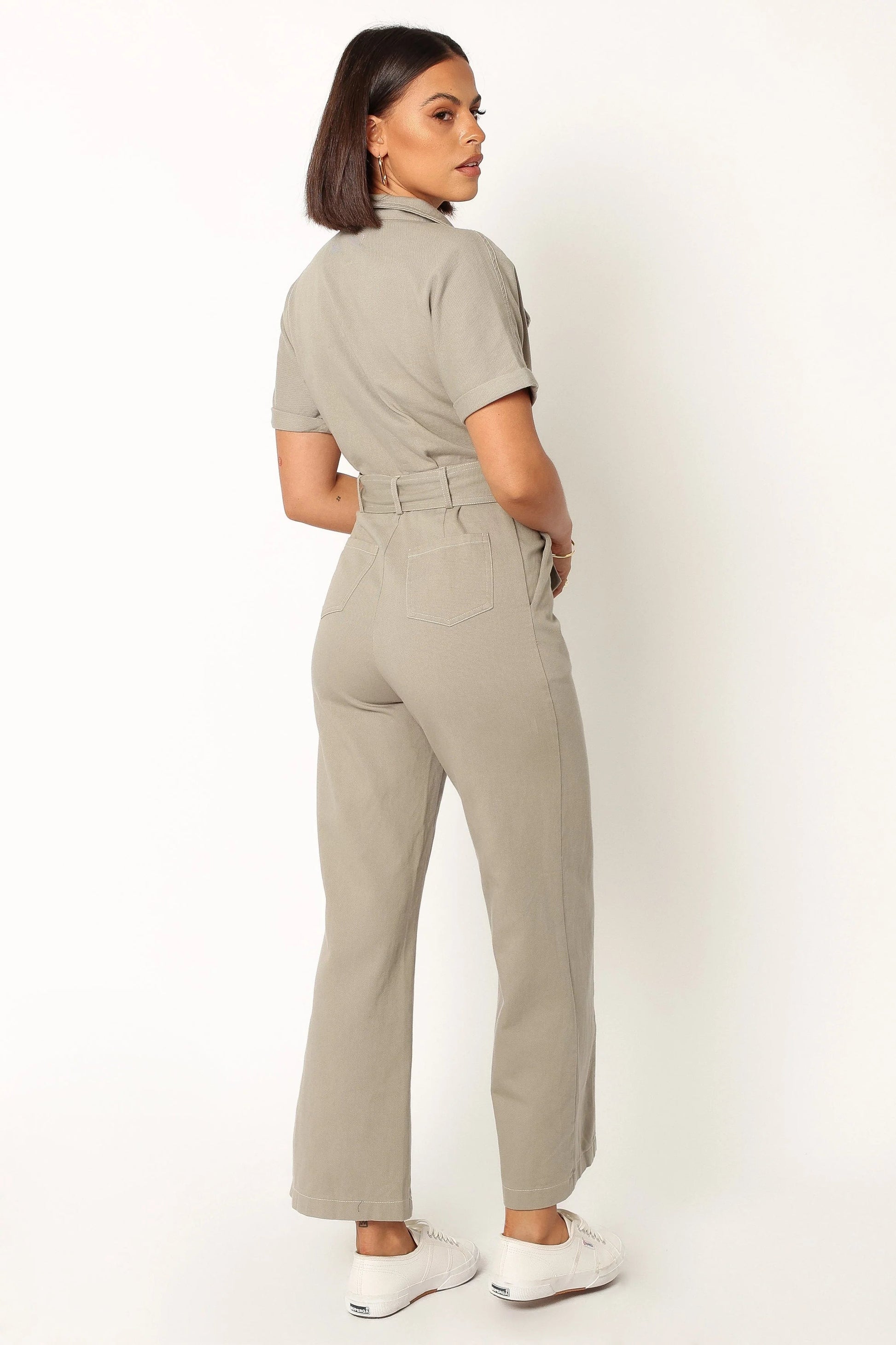 Denim Utility Button-Front Jumpsuit