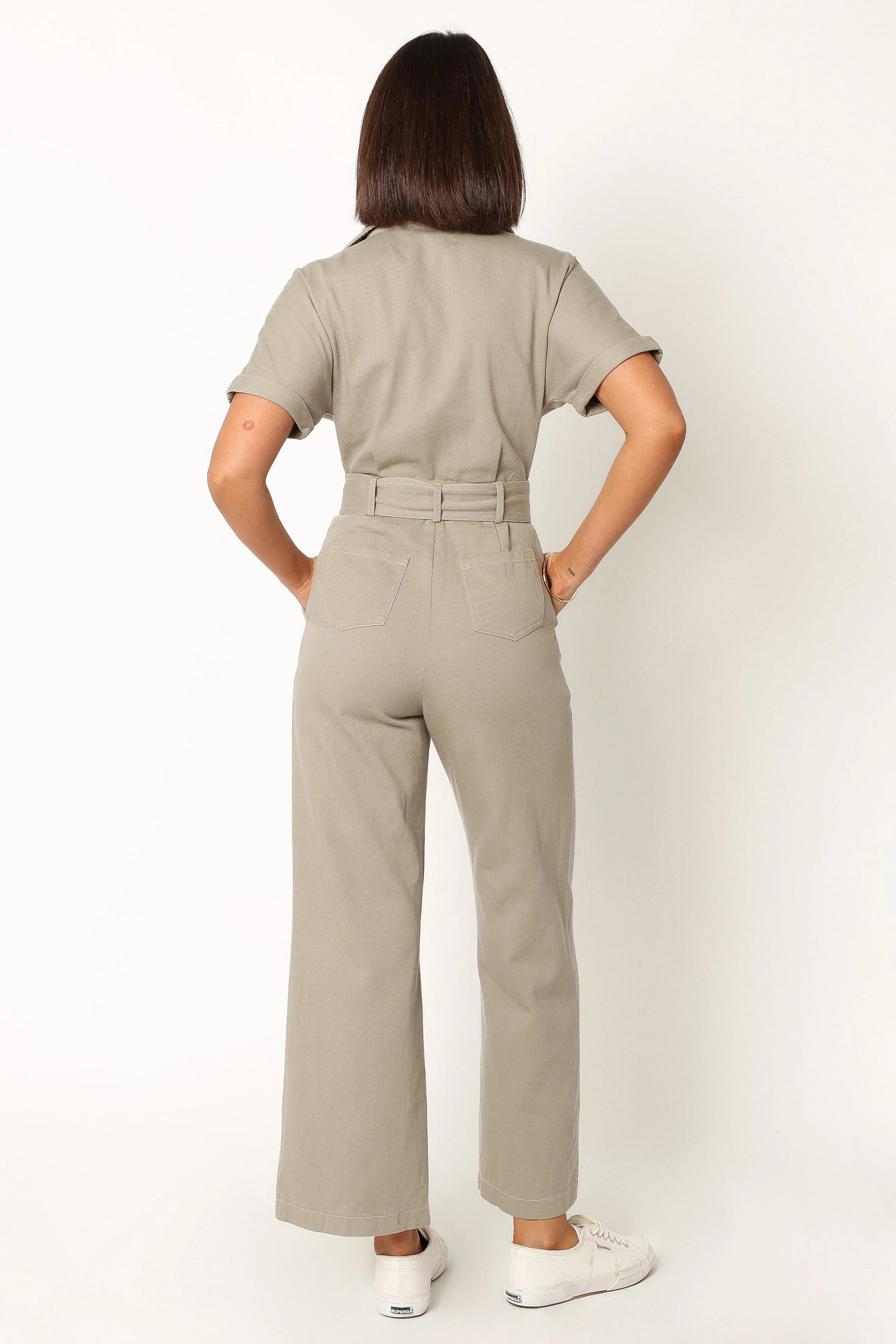 Denim Utility Button-Front Jumpsuit