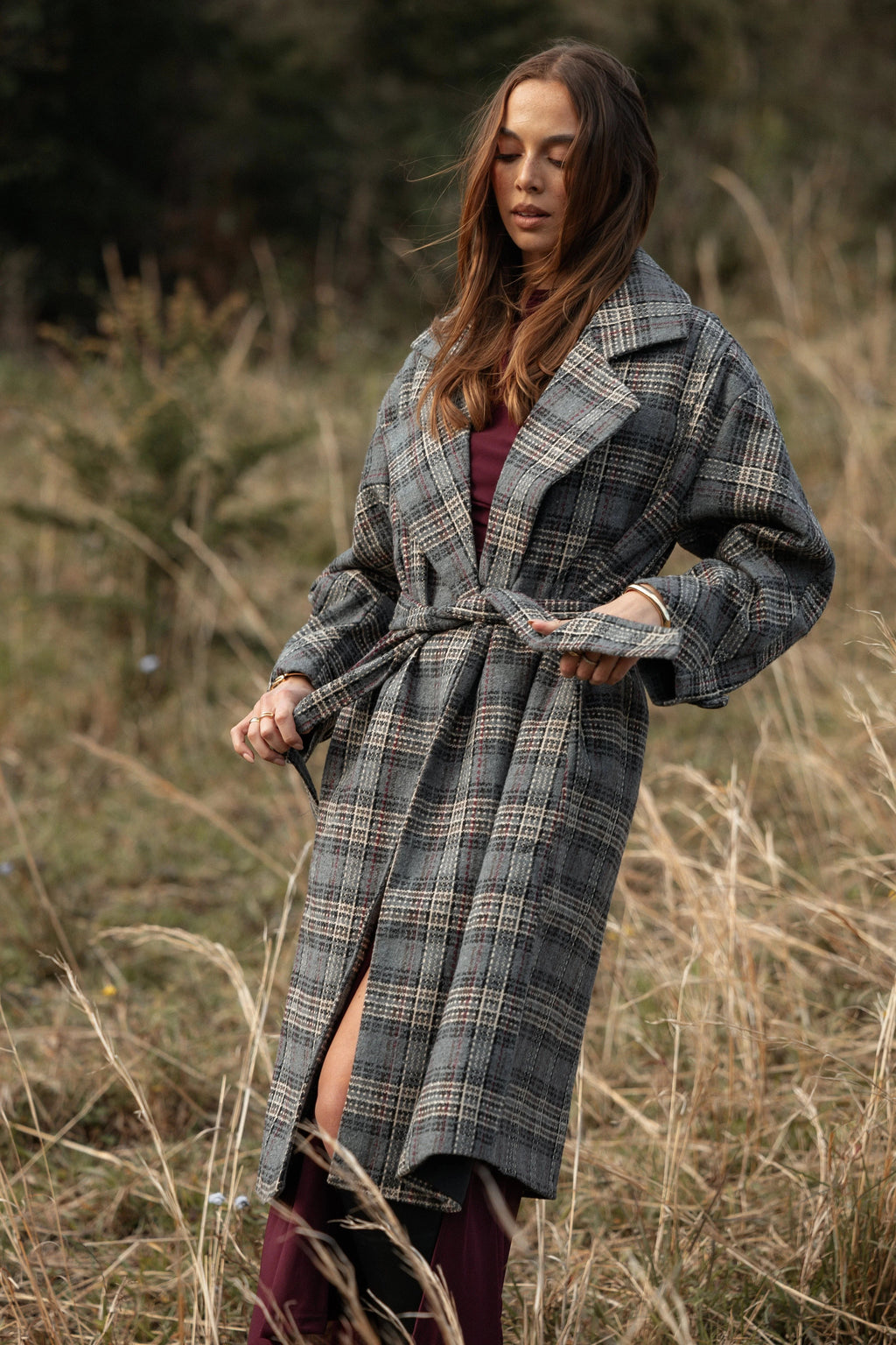 Detachable-Belt Oversized Long Coat