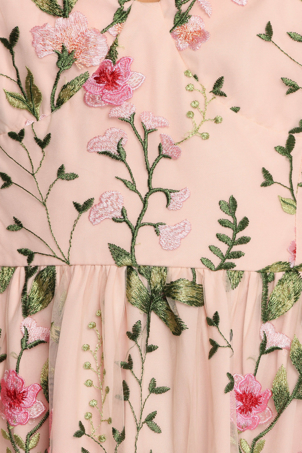 Embroidered Floral Sweetheart Midi Dress