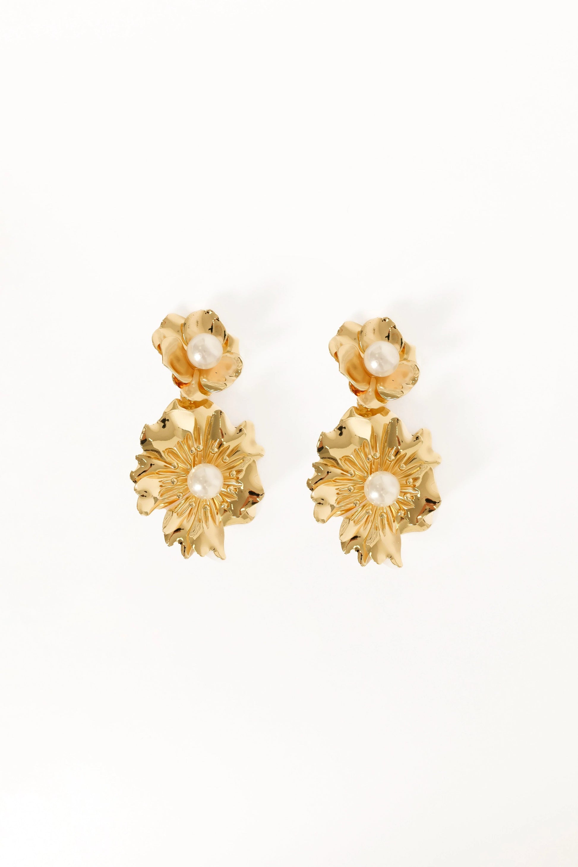 Flower-Pearl Drop Earrings