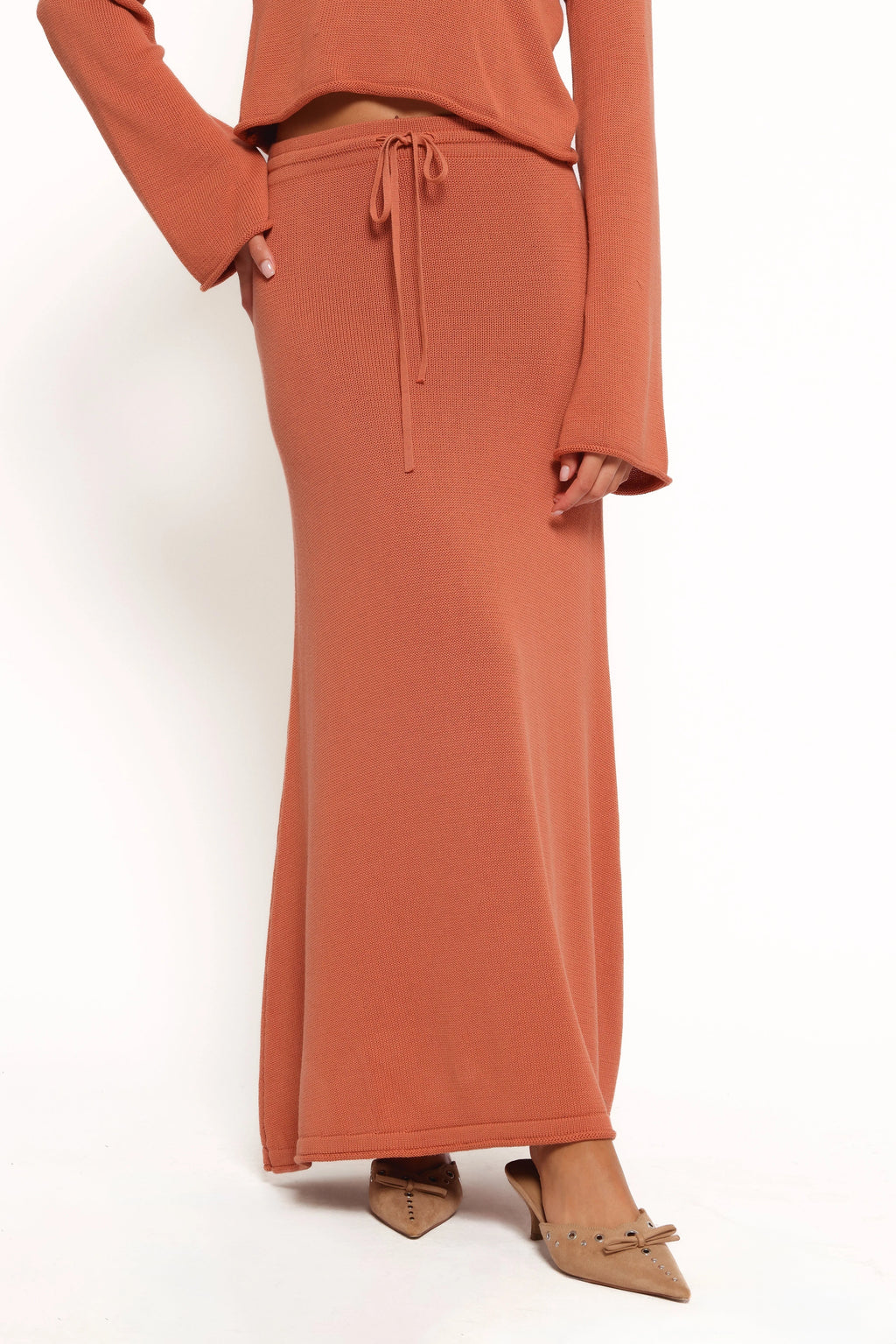 High-Waist Tie Maxi Skirt