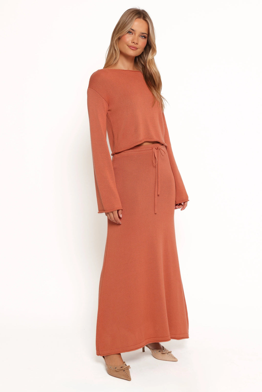 High-Waist Tie Maxi Skirt