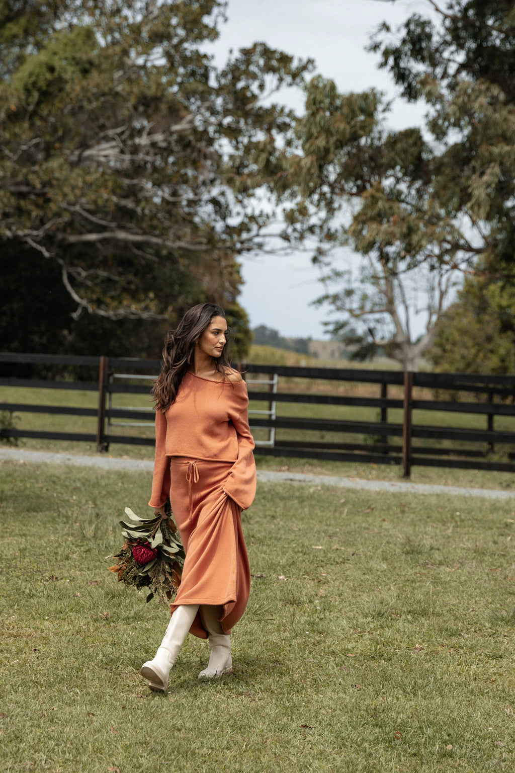 High-Waist Tie Maxi Skirt