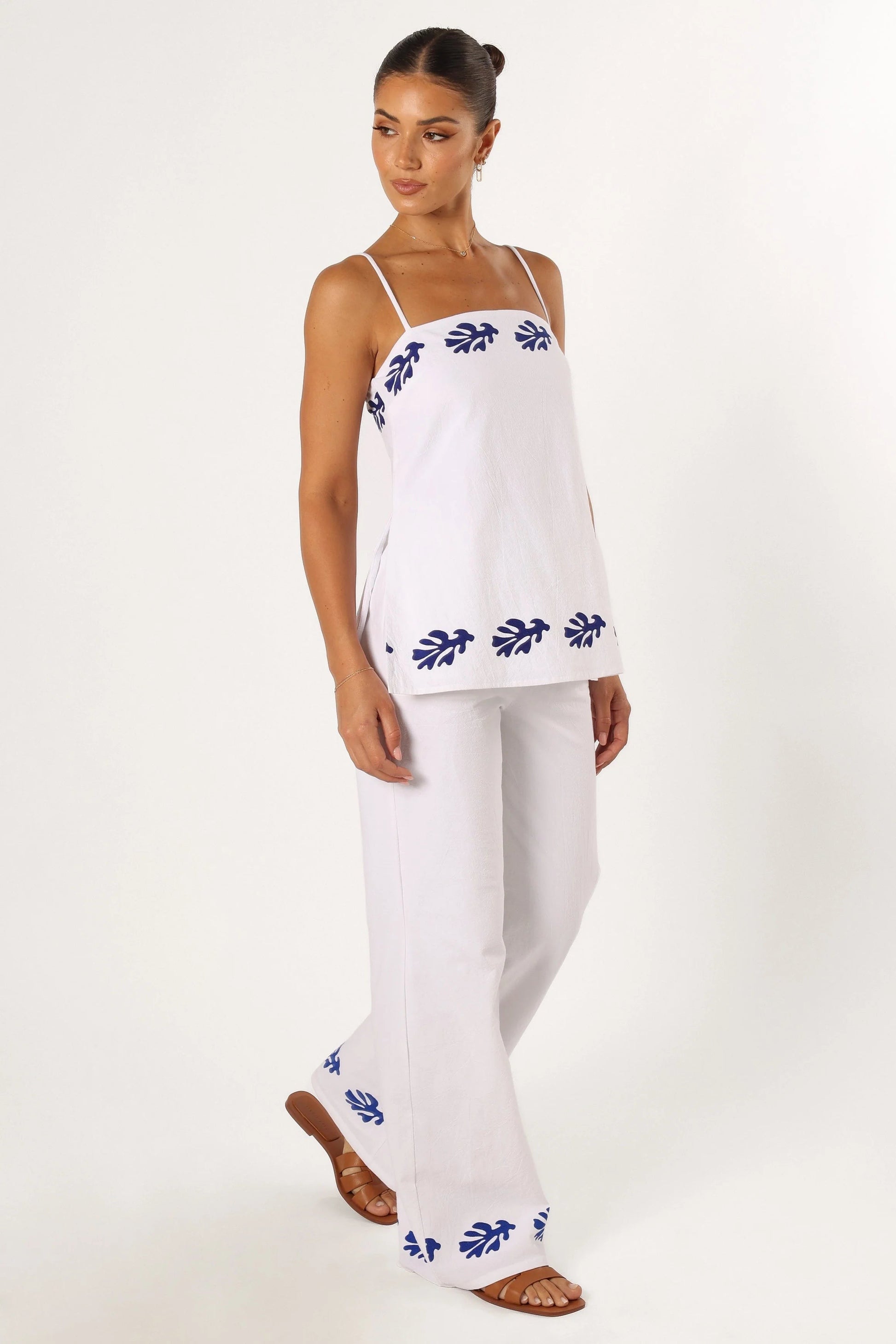 High-Waist Tropical Linen Pants