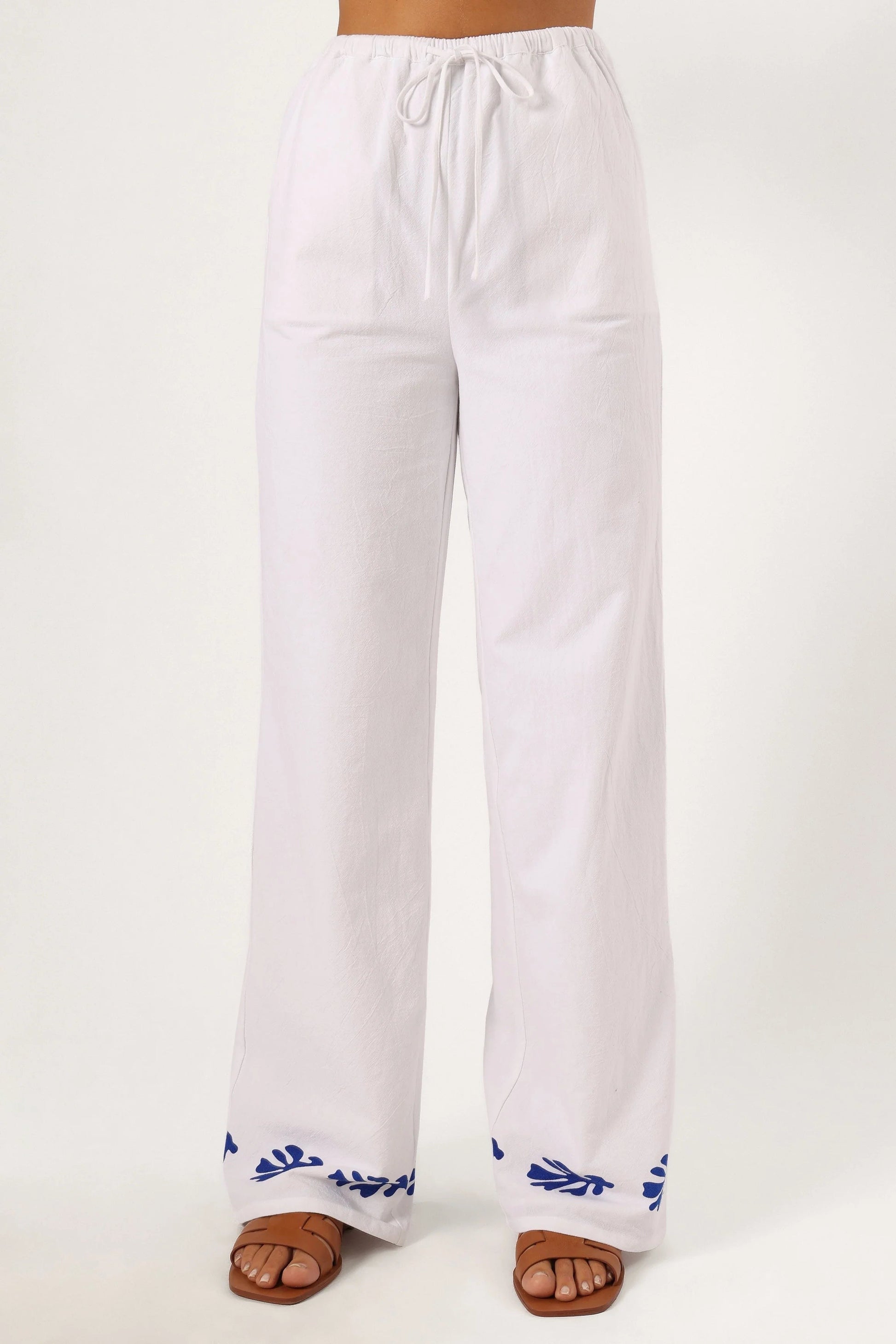High-Waist Tropical Linen Pants