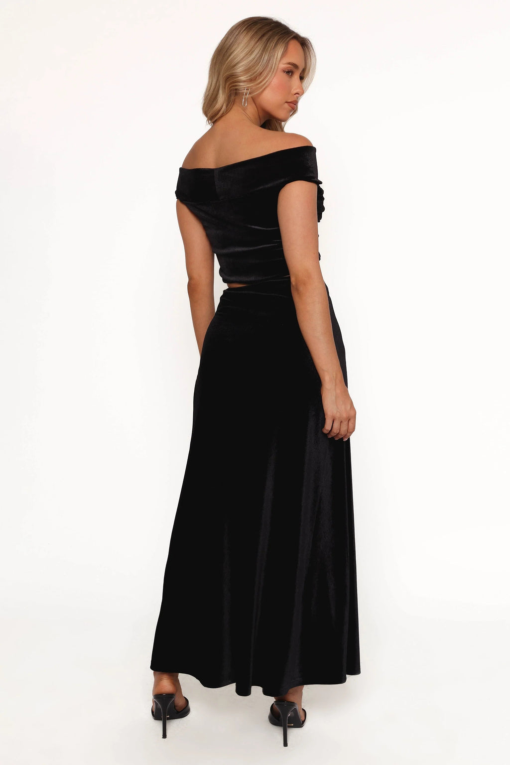 High-Waist Velvet Slip Maxi Skirt