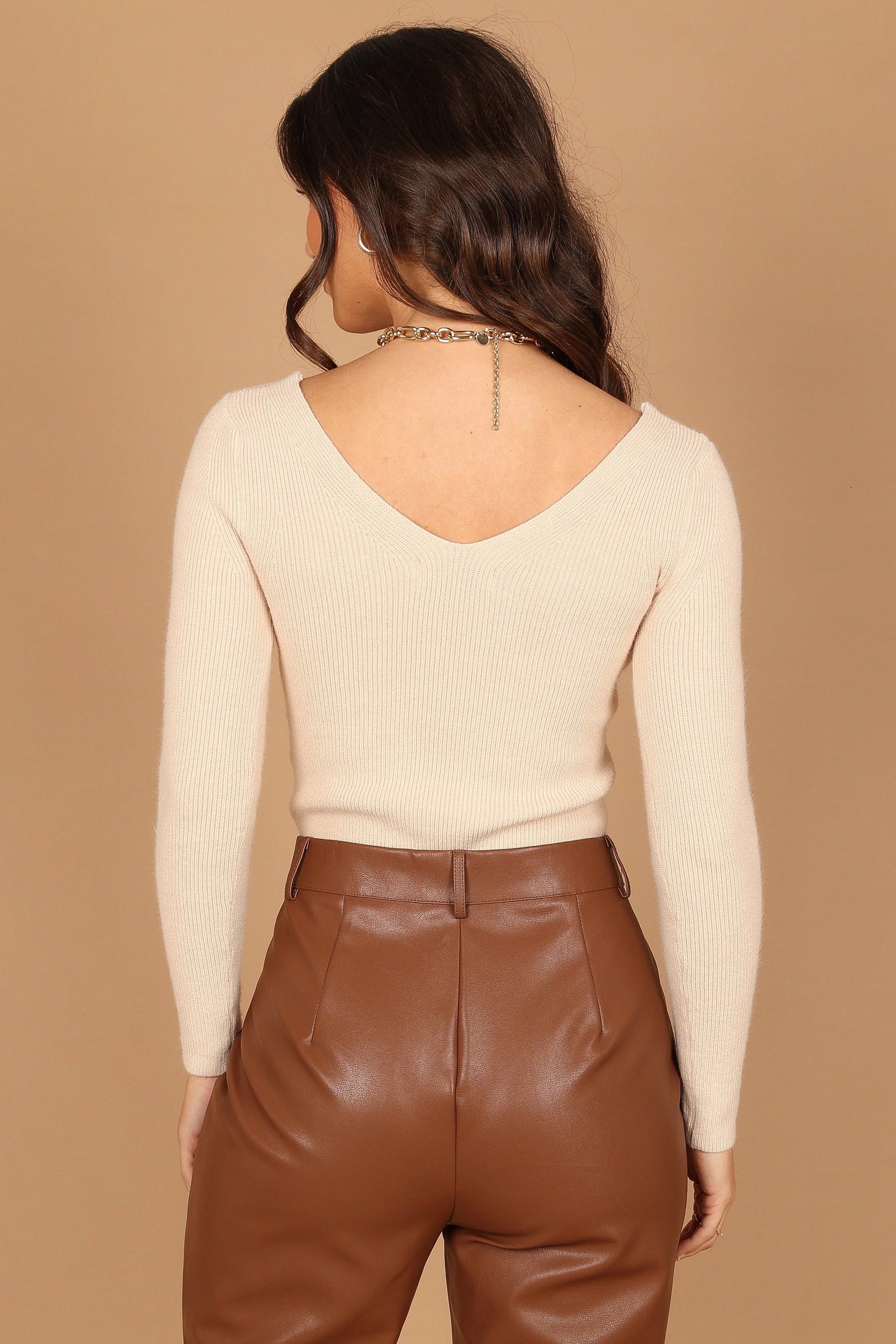 Layah V-Neck Ribbed Back Sweater