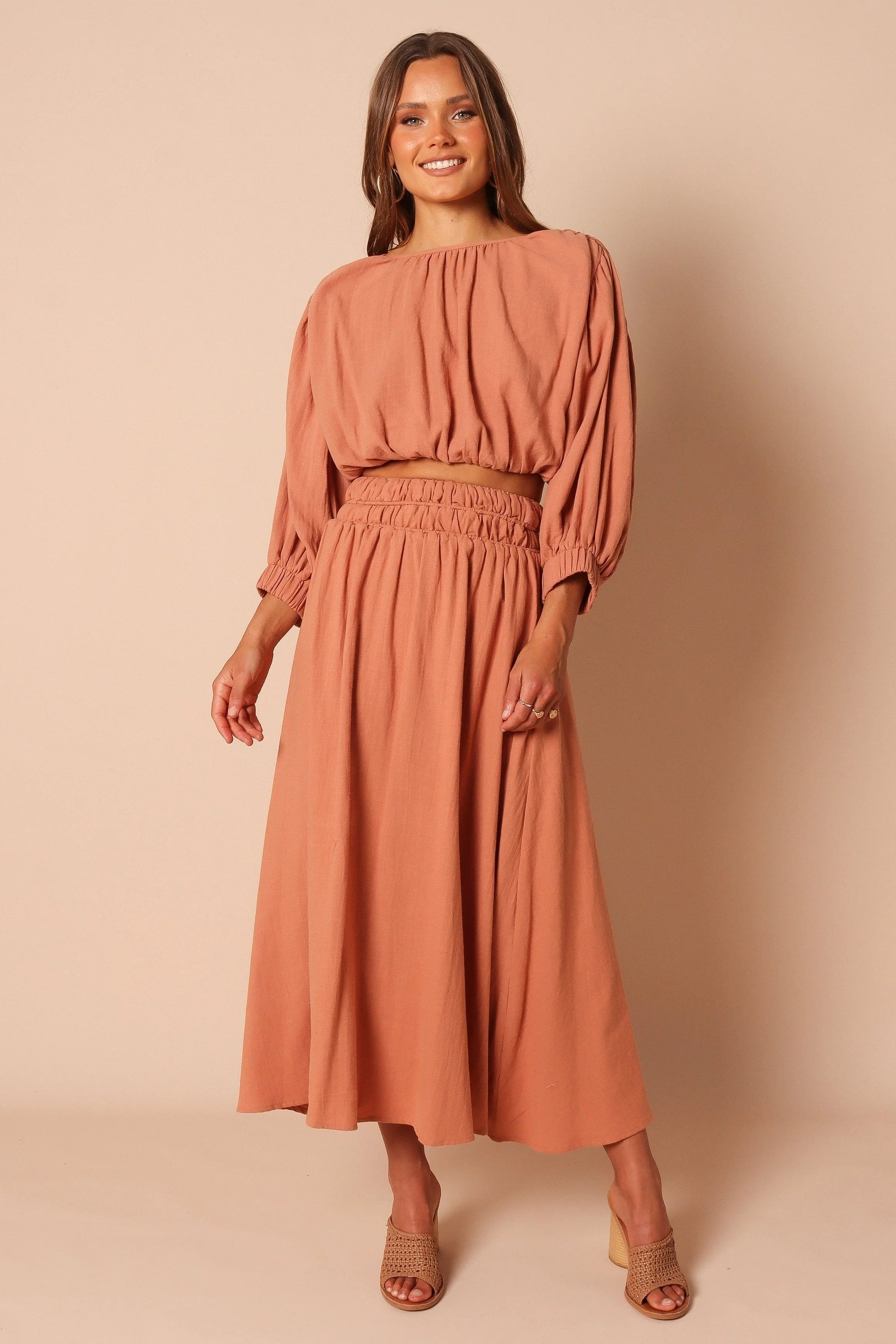 Nora Ruched Open-Back Crop Top