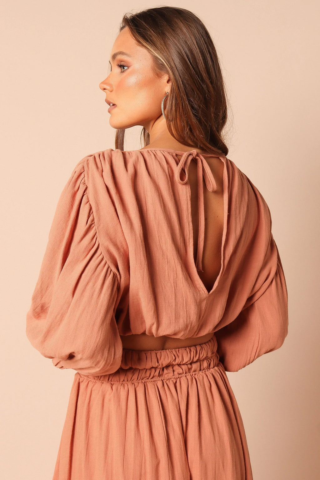 Nora Ruched Open-Back Crop Top