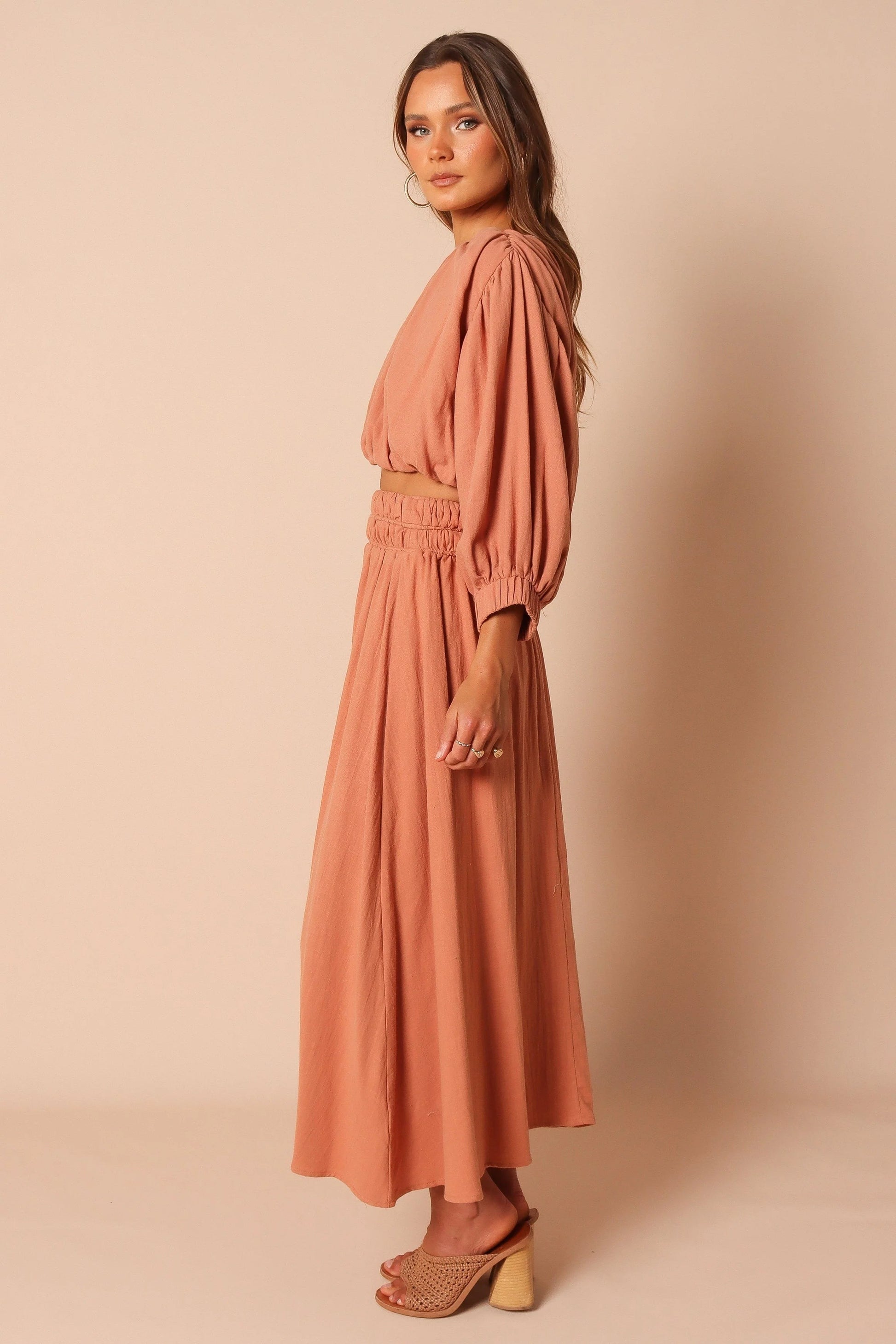 Nora Ruched Open-Back Crop Top