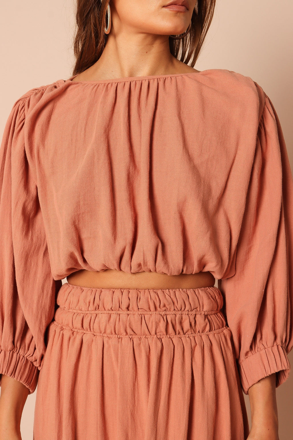 Nora Ruched Open-Back Crop Top