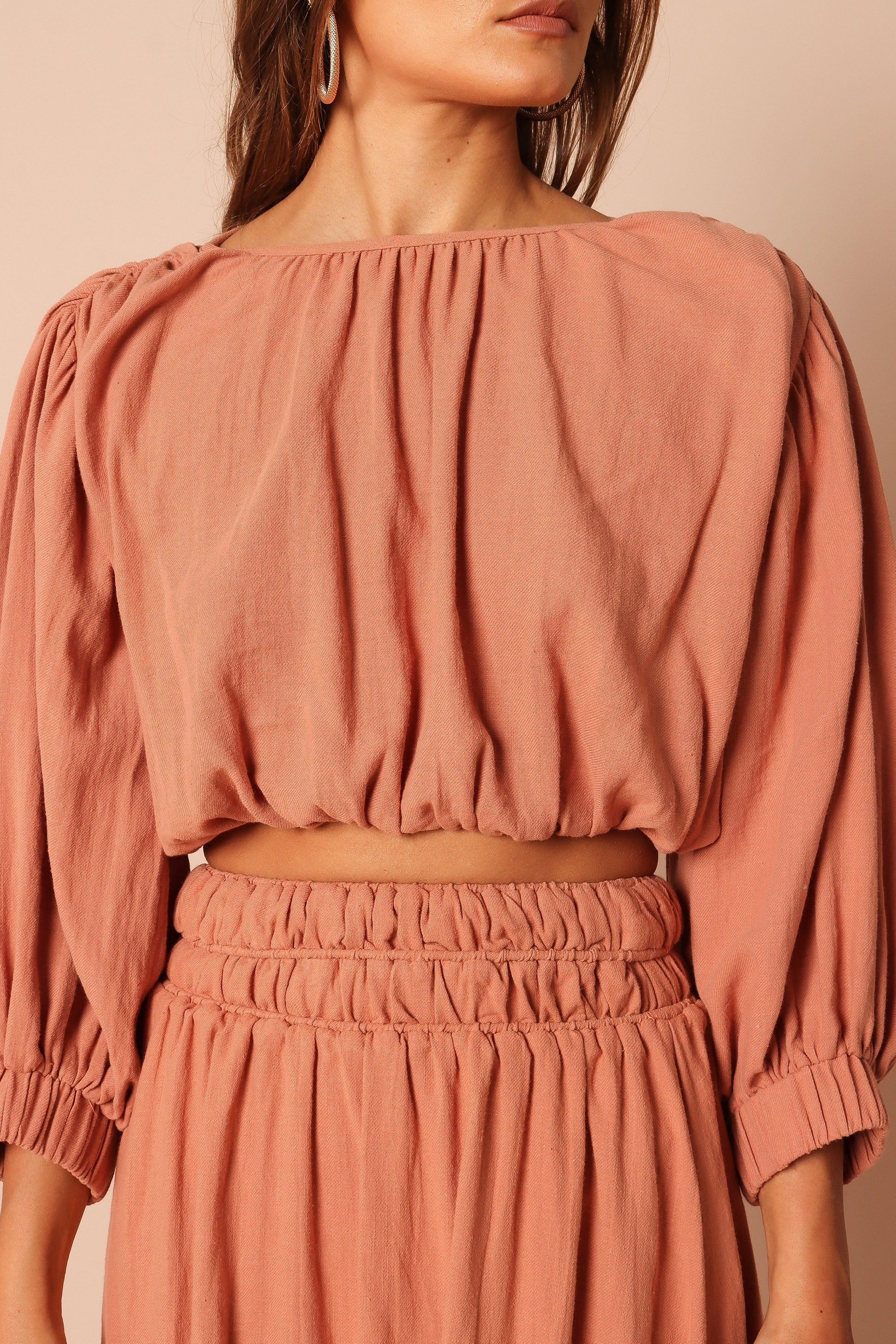 Nora Ruched Open-Back Crop Top