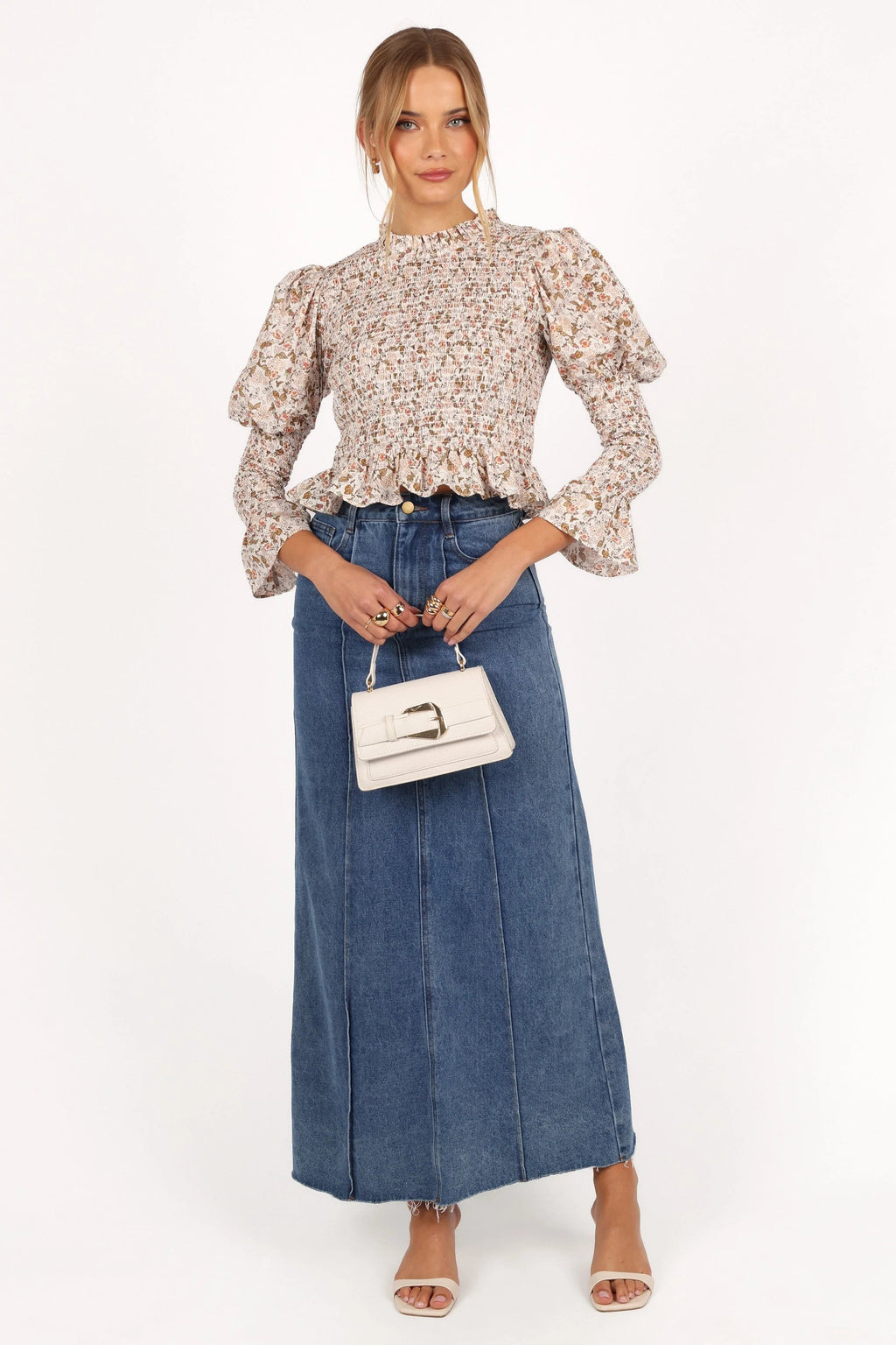 Peplum Round-Neck Floral Print Top