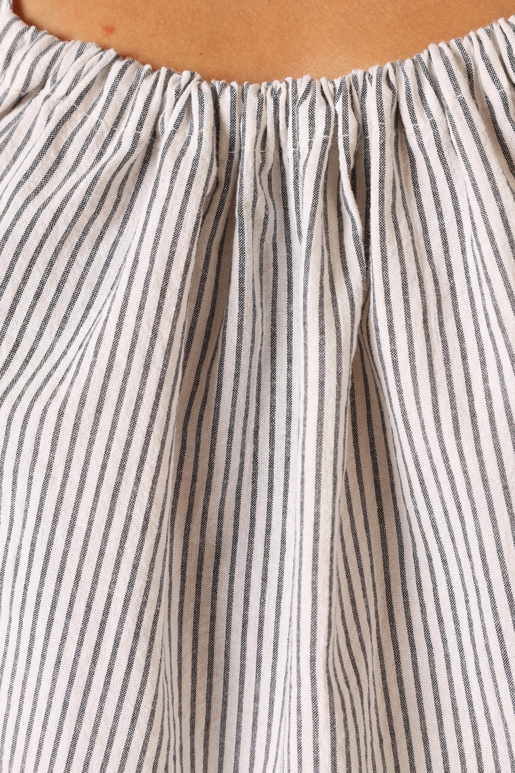 Pinstripe Square-Neck Tie-Strap Top