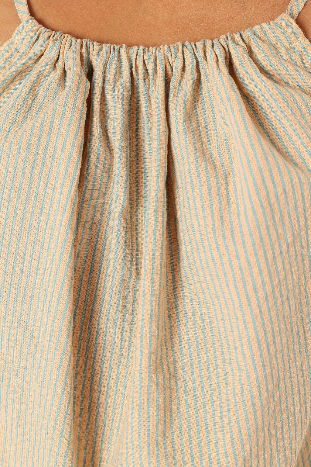 Pinstripe Square-Neck Tie-Strap Top