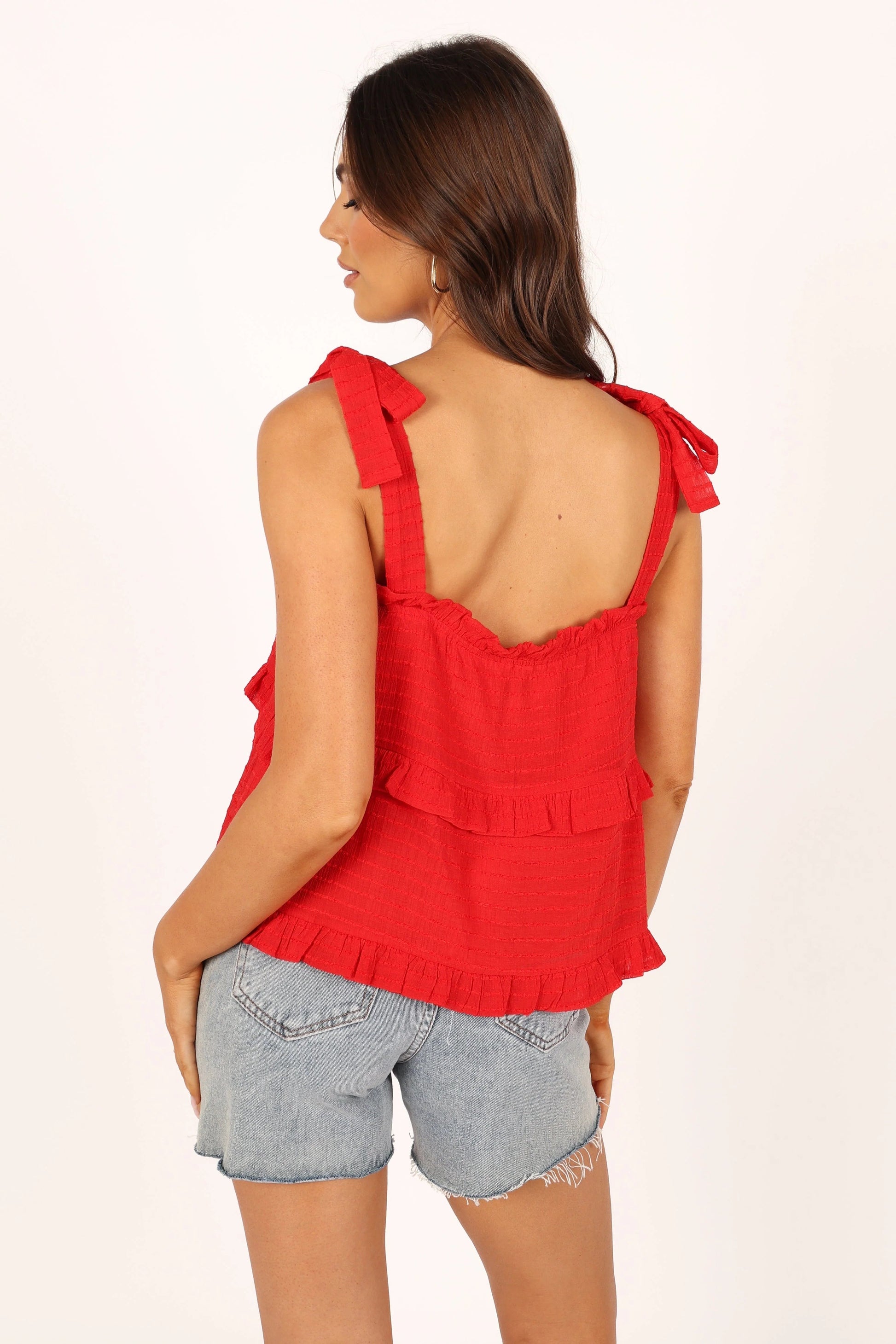 Ruffle Tiered Square-Neck Top