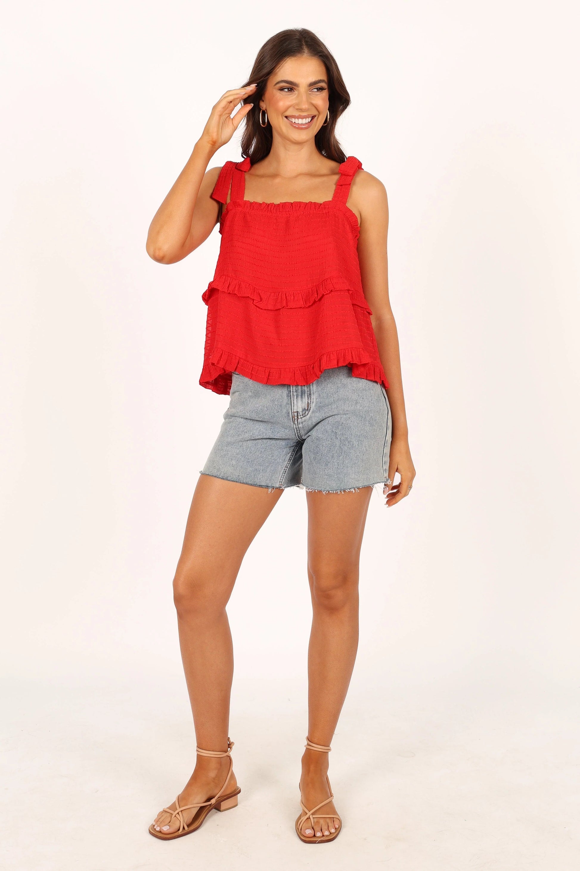 Ruffle Tiered Square-Neck Top