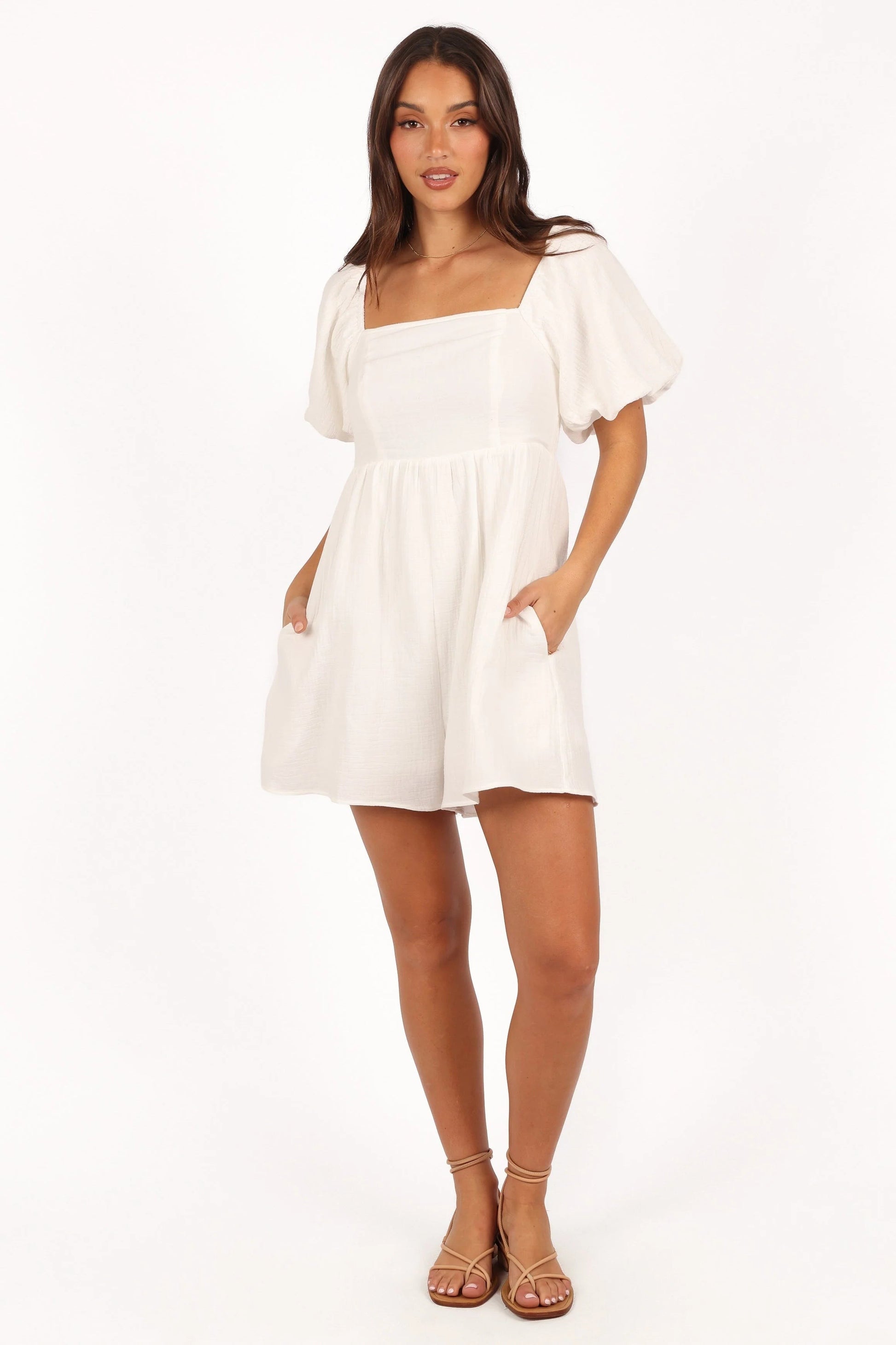Shirred Back Pocket Romper