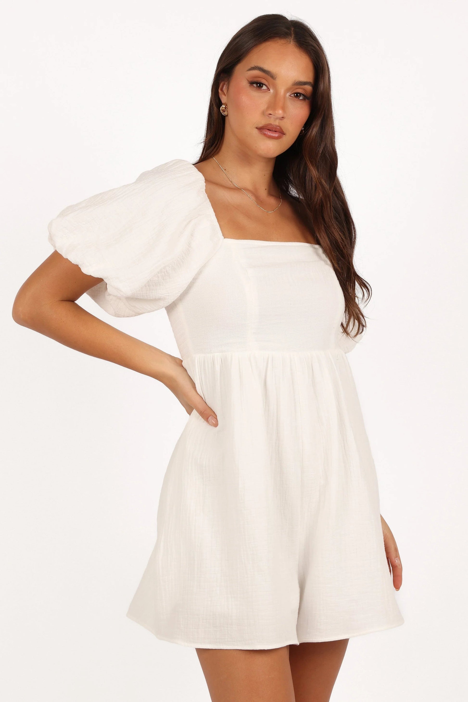Shirred Back Pocket Romper