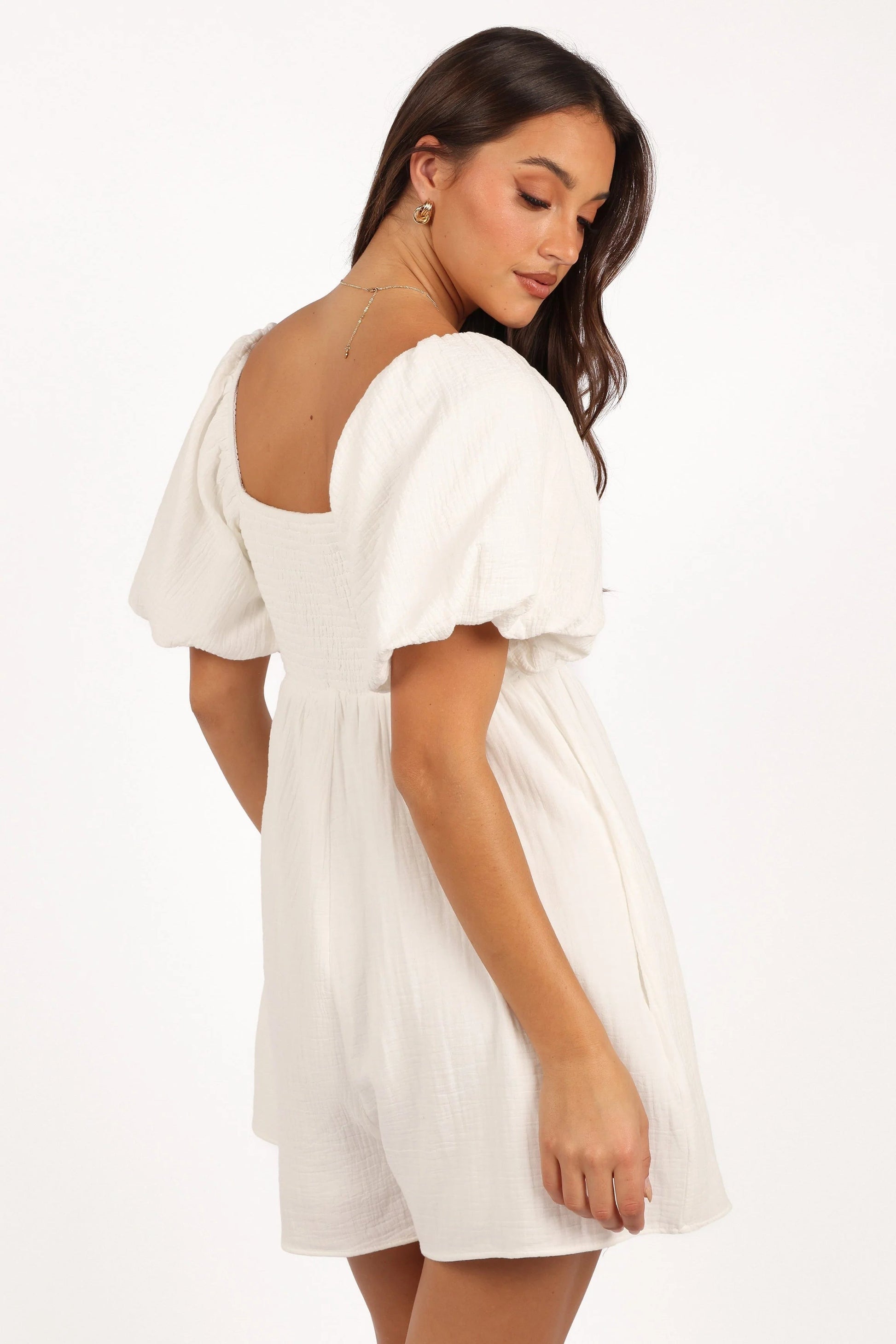 Shirred Back Pocket Romper