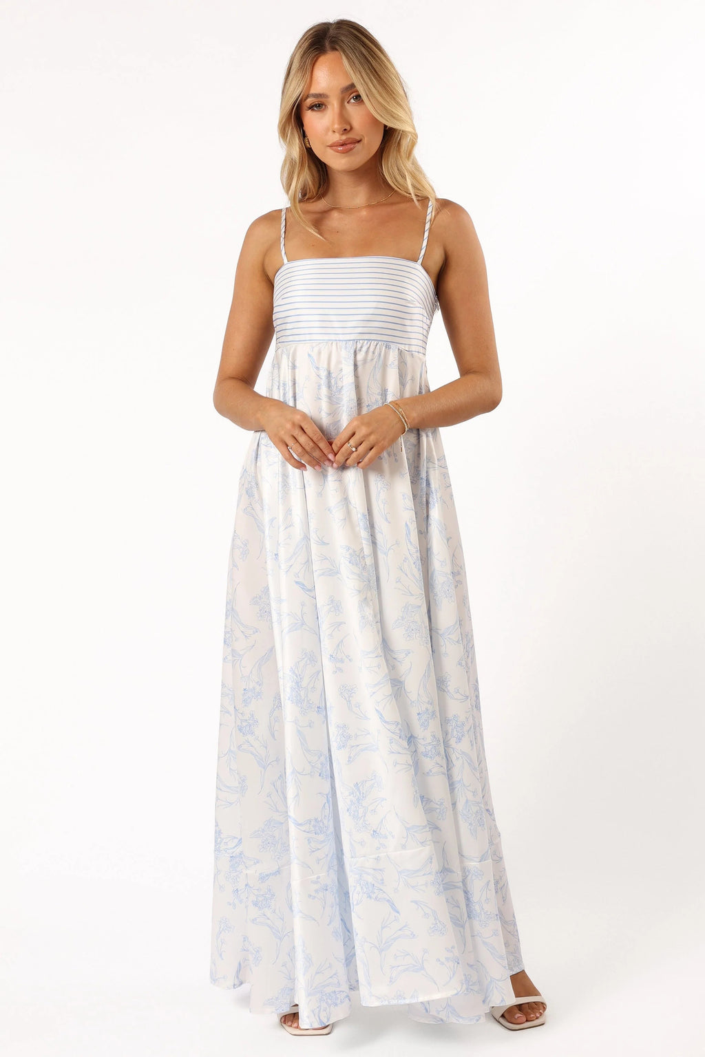 Skybound Shirred Square-Neck Maxi Dress