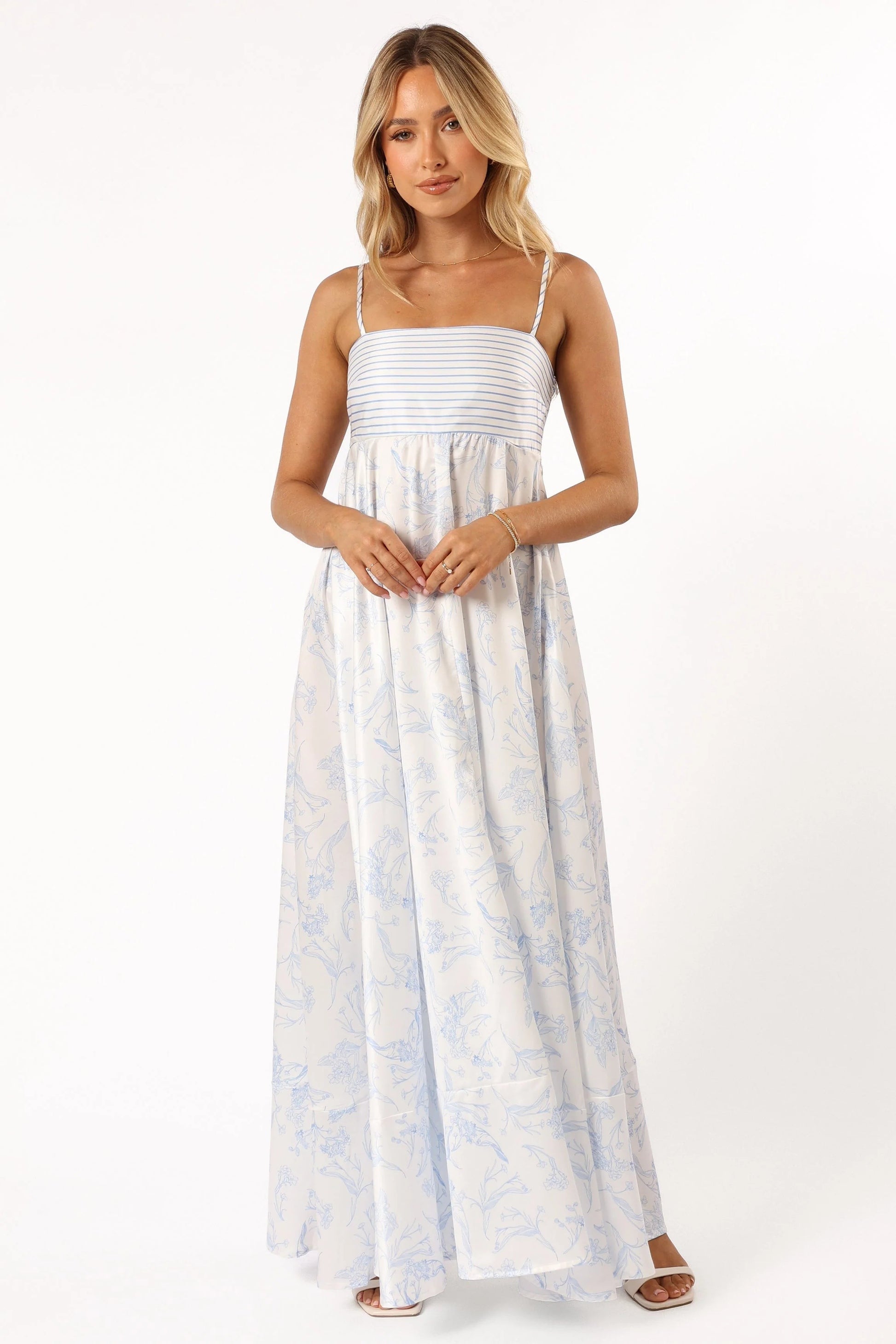 Skybound Shirred Square-Neck Maxi Dress