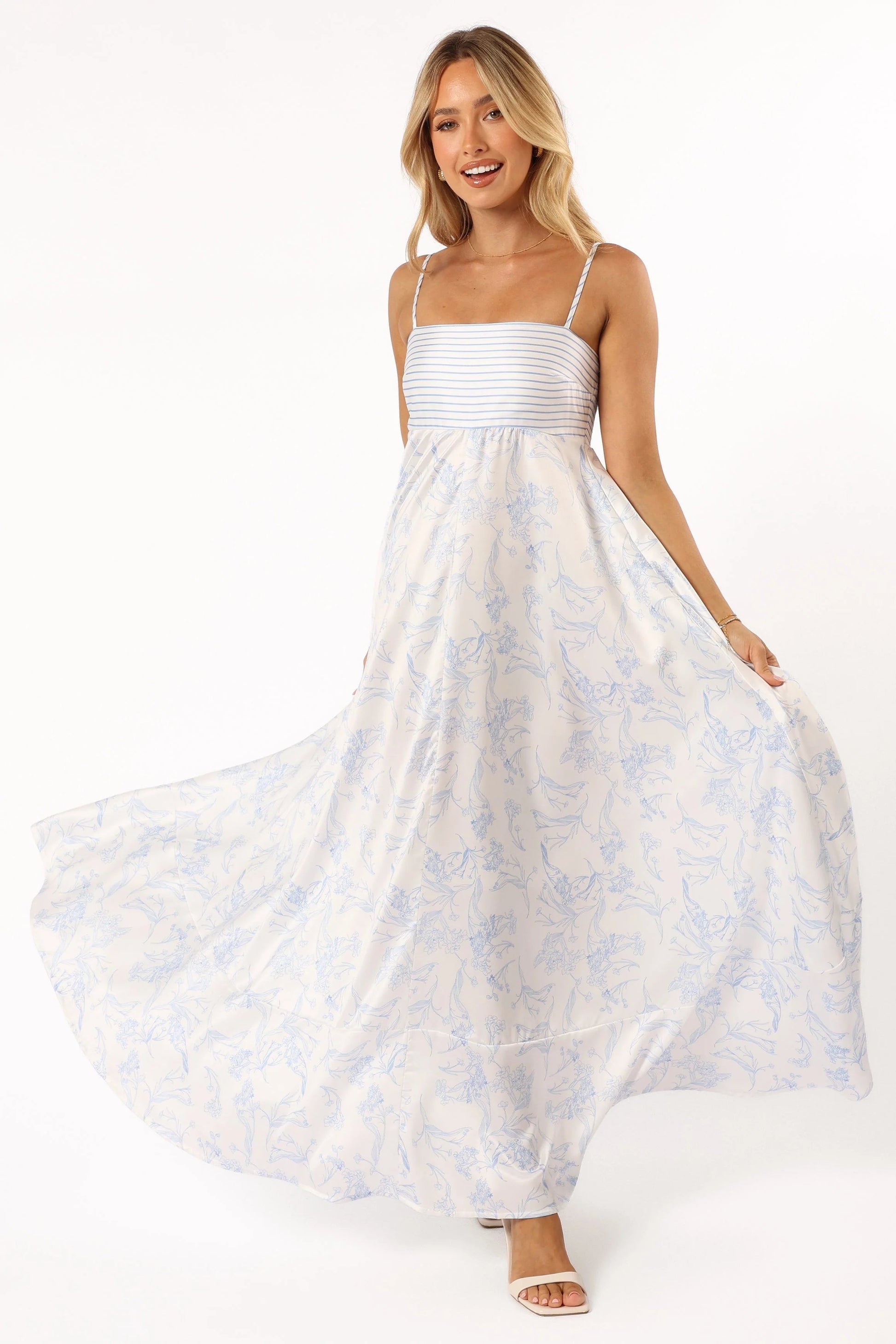 Skybound Shirred Square-Neck Maxi Dress