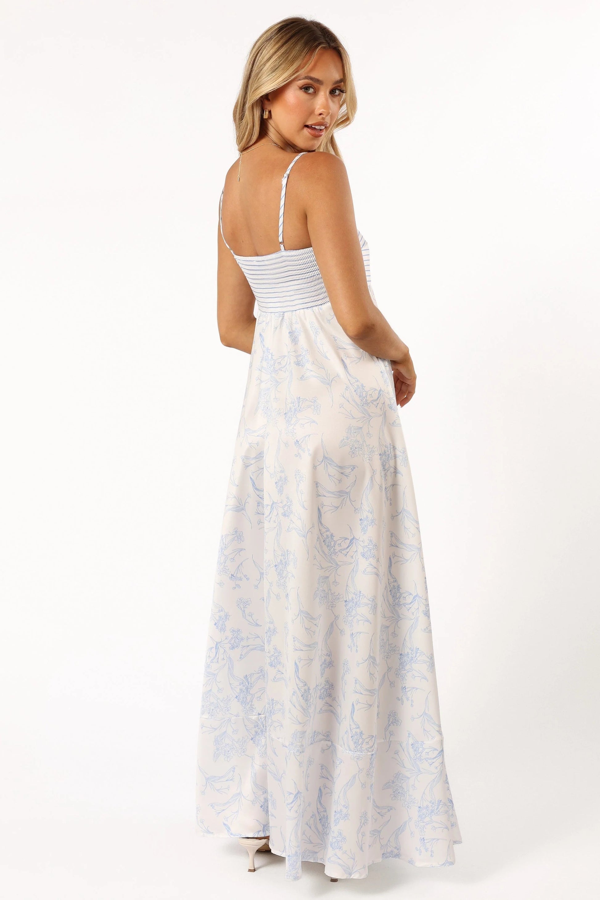Skybound Shirred Square-Neck Maxi Dress