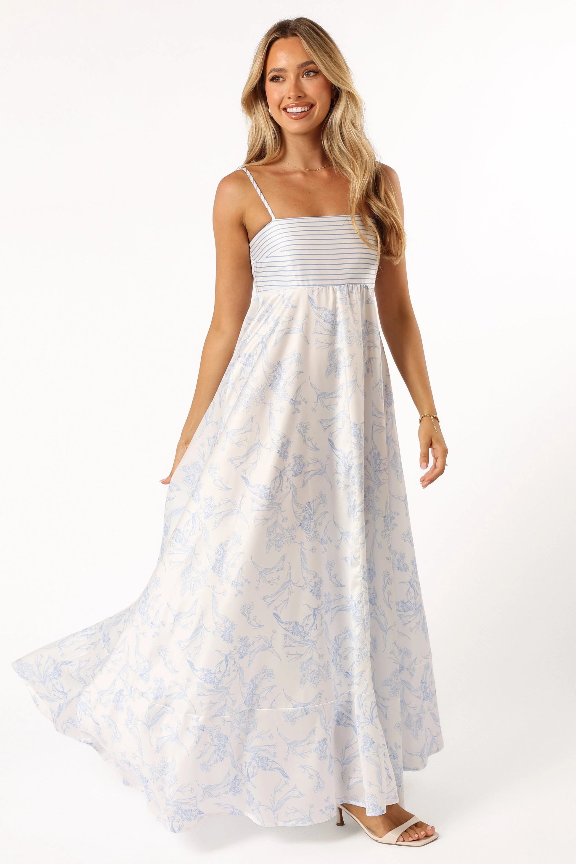 Skybound Shirred Square-Neck Maxi Dress