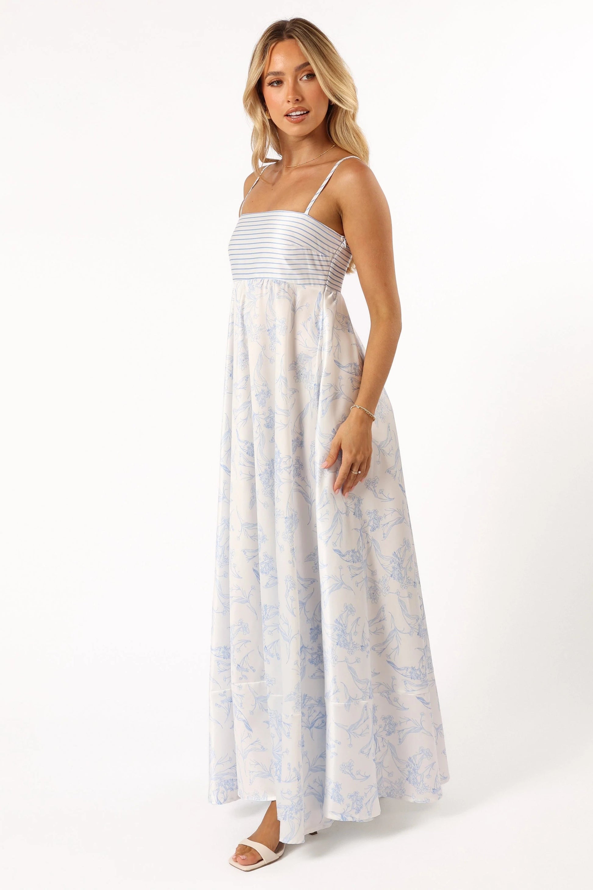 Skybound Shirred Square-Neck Maxi Dress