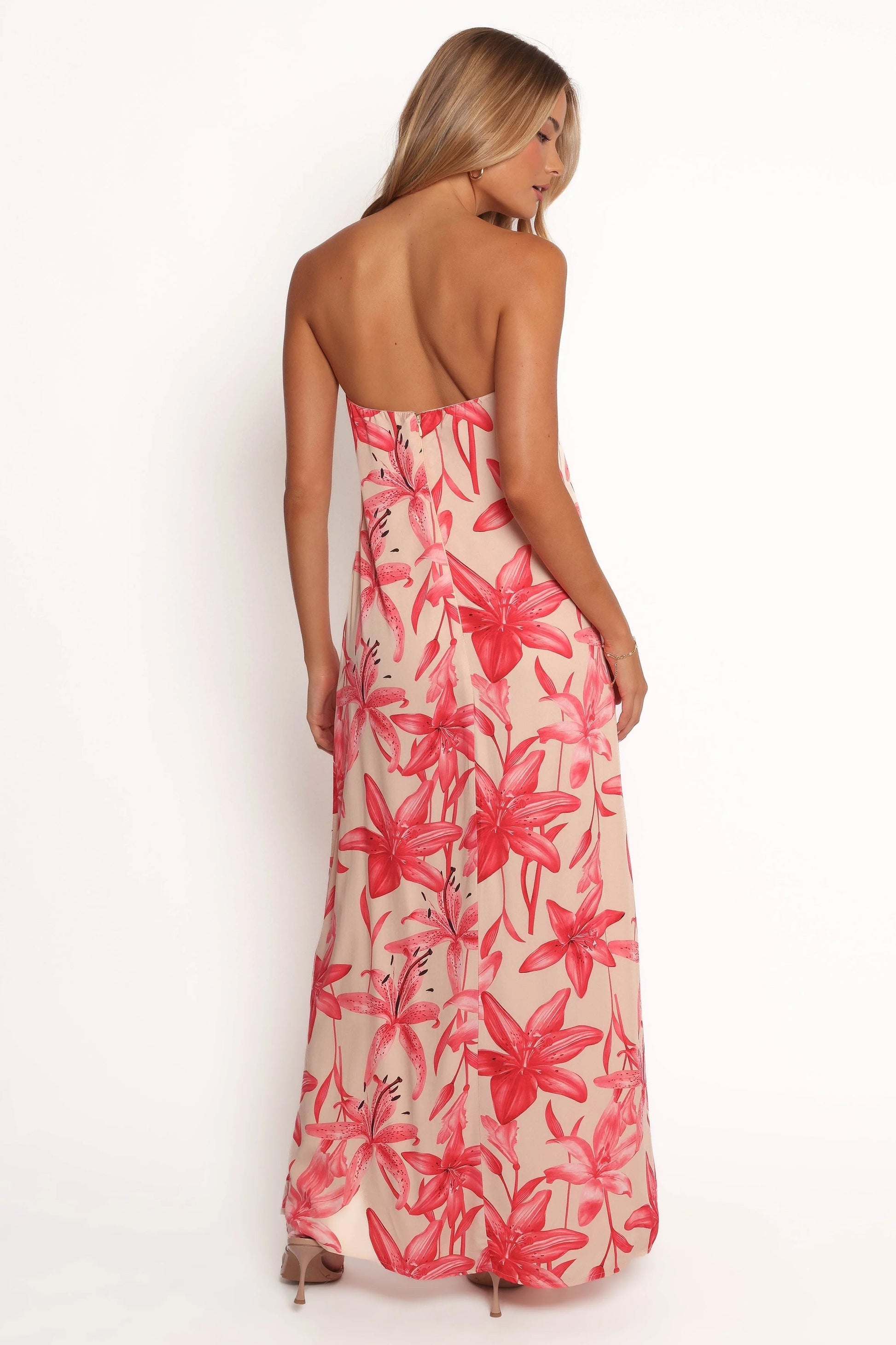 Strapless Floral A-Line Maxi