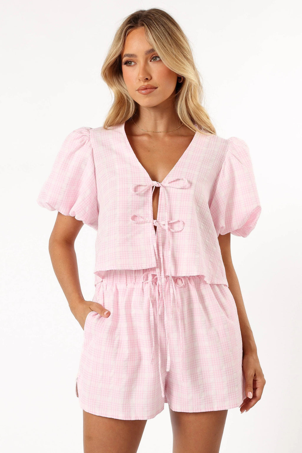 Tie-Front Crop Top & Shorts Set