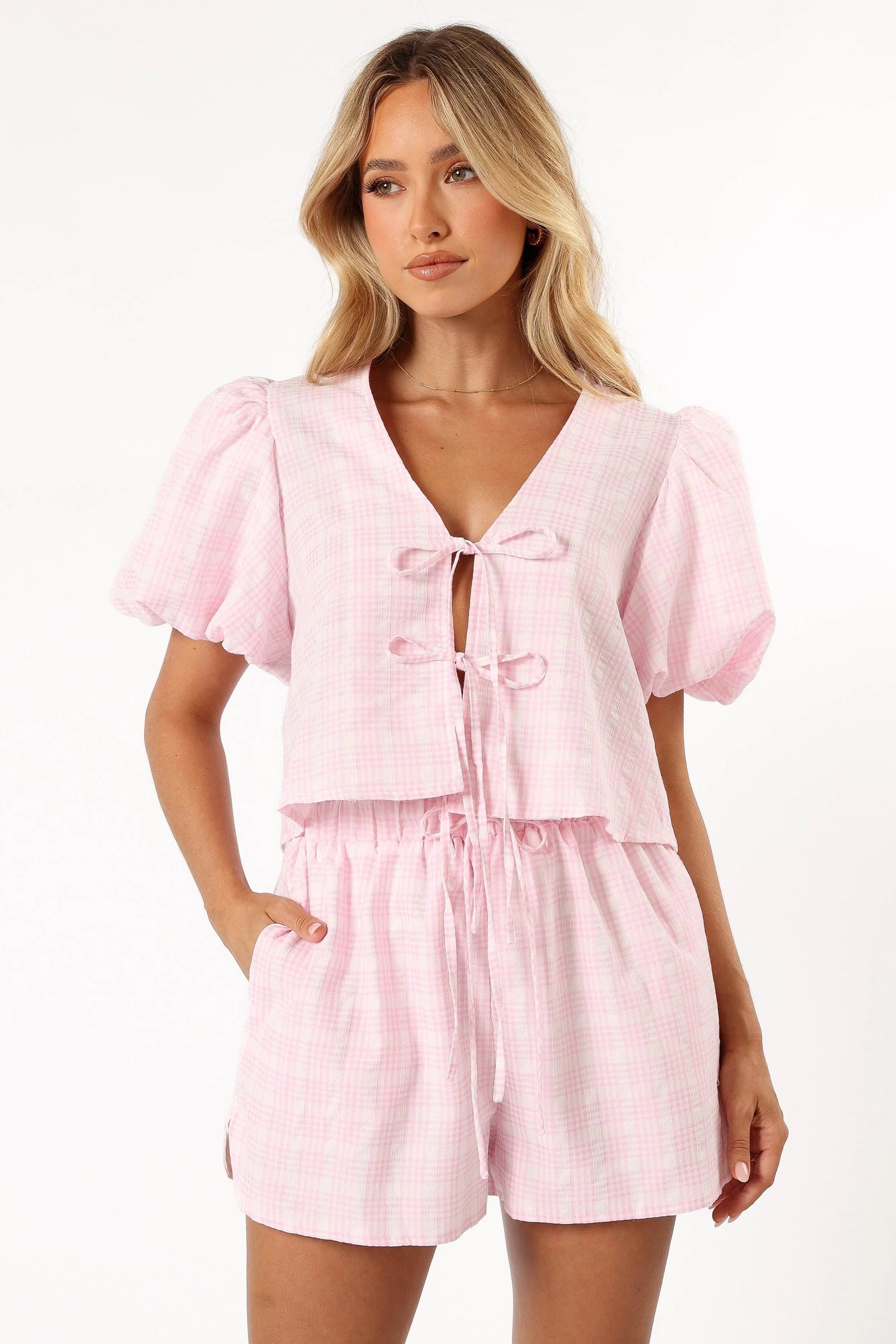 Tie-Front Crop Top & Shorts Set